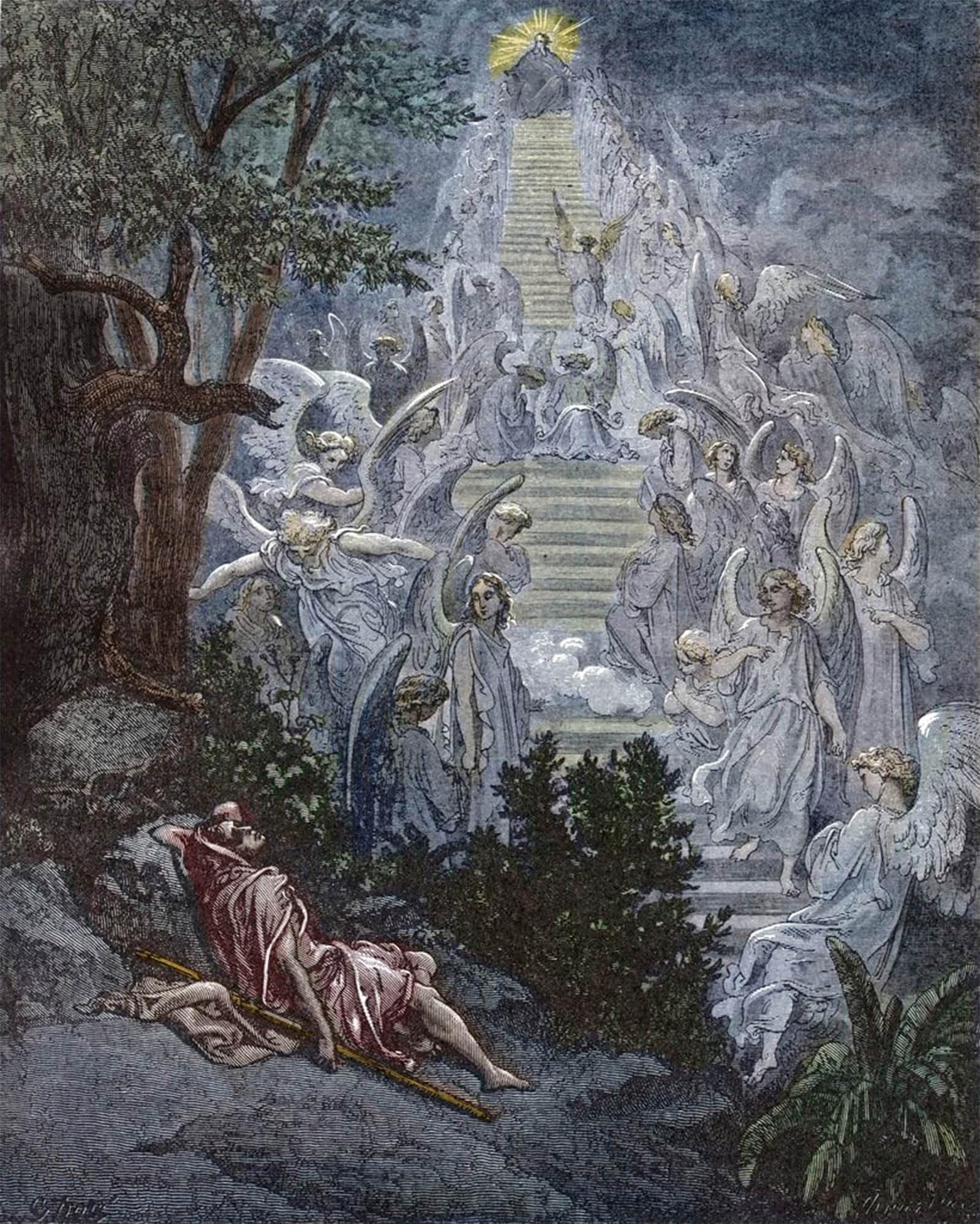 SERENDIPITP Aesthetic Poster Photo Wall Print Retro Picture Jacobs Dream Engraving in the Bible Illustree by Gustave Dore Modern Wall Artwork for Home Decor 60x90cm