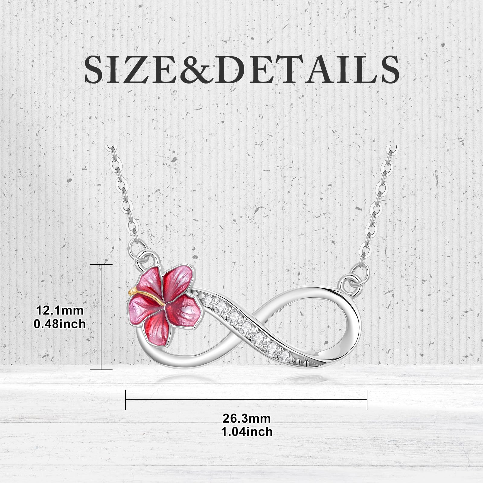 Collana con ciondolo a forma di fiore di ibisco, in argento Sterling 925, con ciondolo a forma di fiore di ibisco, idea regalo per donne e mamme