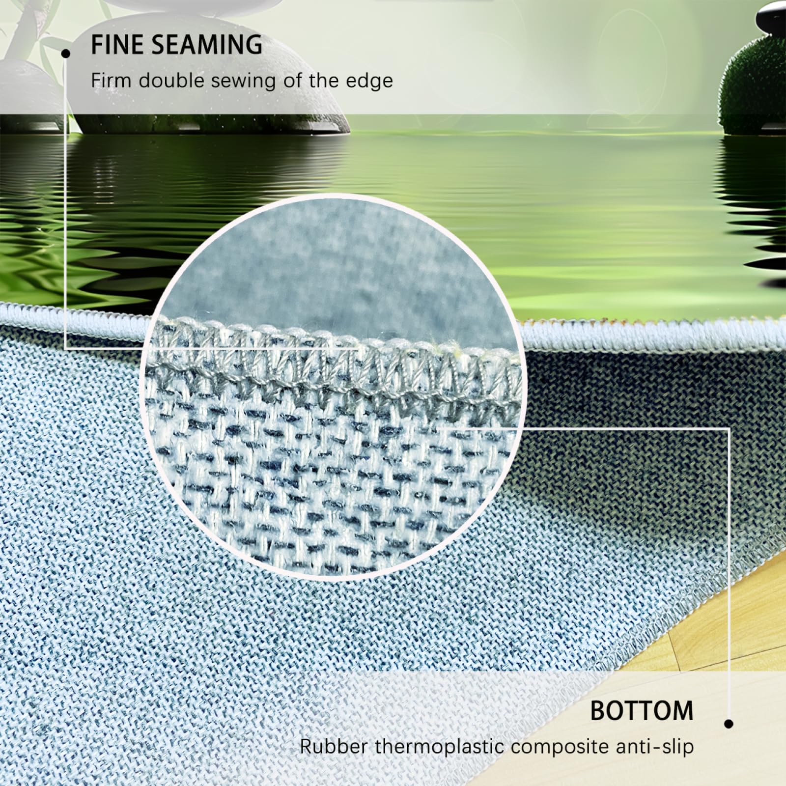 Tapis imprimé Plantes Vertes et Pierre Thème Relaxant Tapis Doux et Confortable pour la méditation Salle de Spa et Coin Salon Tapis de Sol antidérapant 120x200cm