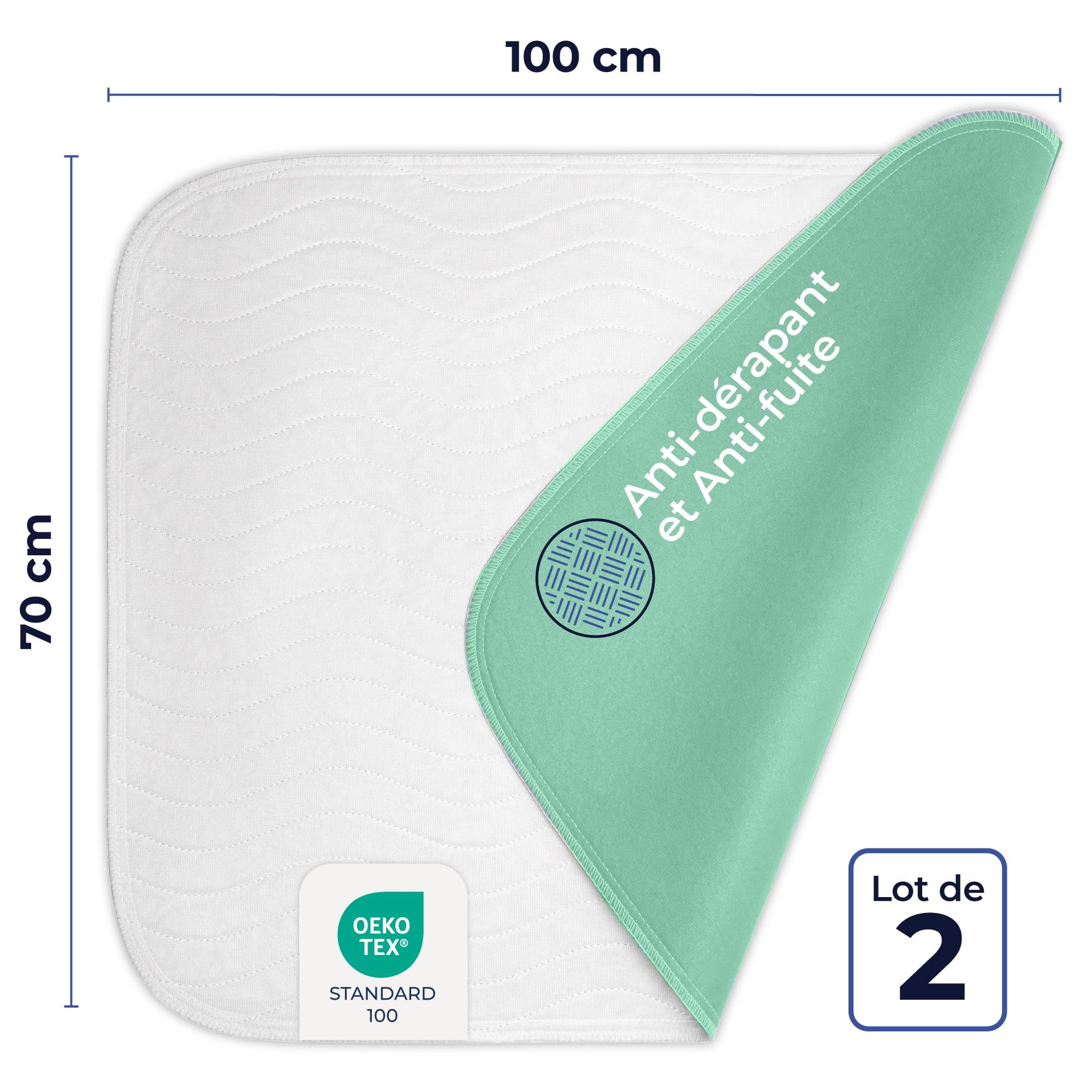 Dreamzie - Protege Matelas 70x100 cm - Absorbant et Imperméable 70x100 - Lot de 2 Housse Matelas Lavable pour Incontinence