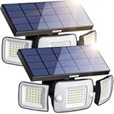 intelamp Solar Outdoor Lights,6000mAh Motion Sensor with Dual Sensors,Waterproof Solar Flood Lights 270°Wide Angle for Outside with 3 Modes