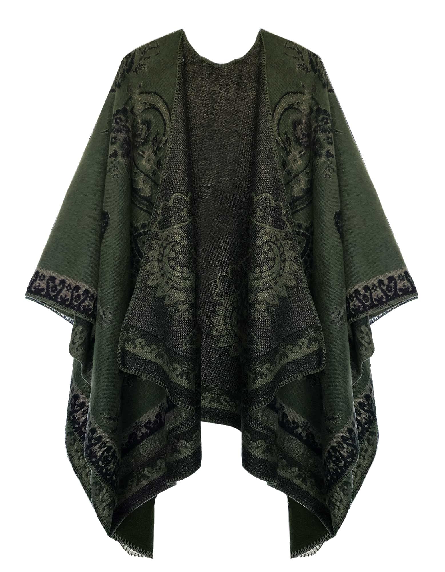 Urban CoCoWomen's Color Block Shawl Wrap Open Front Poncho Cape