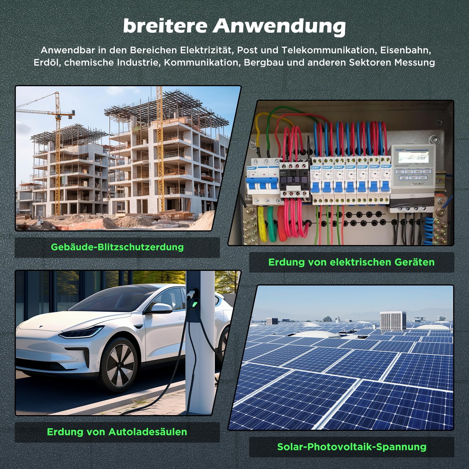 DY4100A Erdungsmessgerät Erdungswiderstandsprüfer, Digitaler Erdungswiderstand 0~2000Ω Ohm Real Megohmmeter, Automatische Messung 0~600V Erdungswiderstandsmessgerät 1500V Solarspannungsmessung