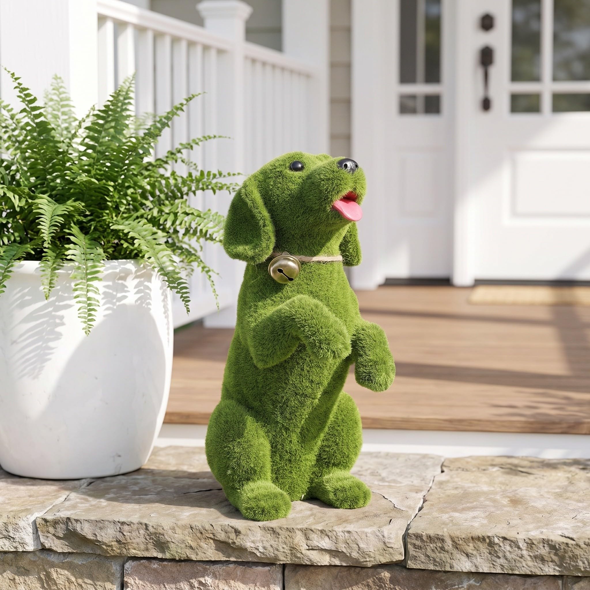 GALPADA Statuetta Cane da Giardino Verde in Resina Campanello