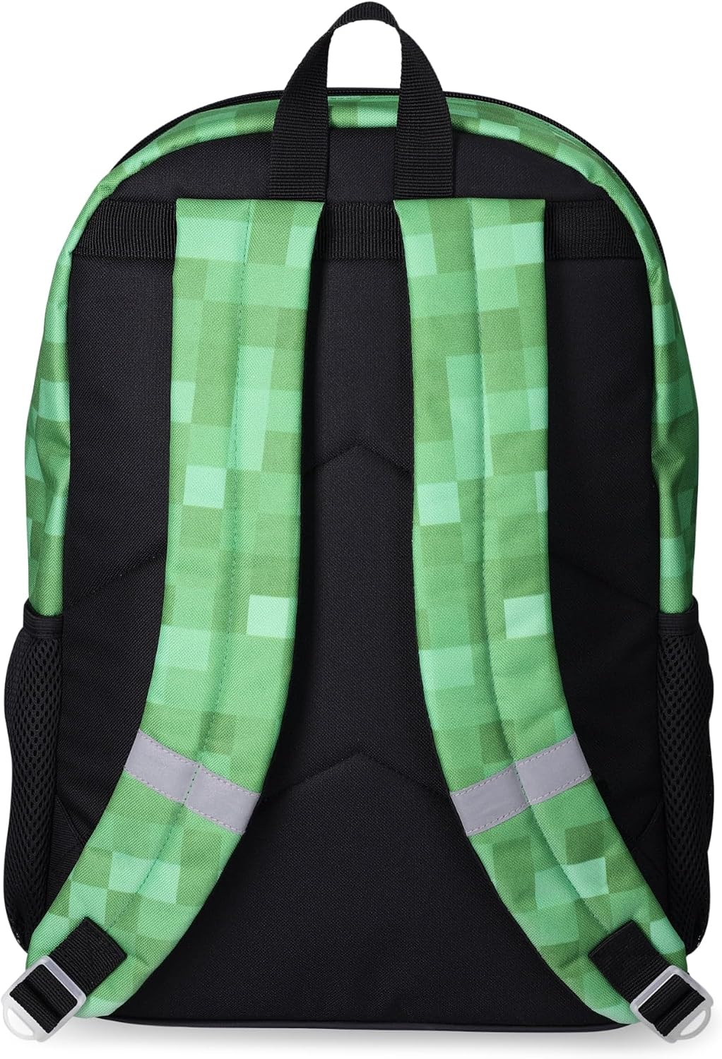 Bioworld Minecraft 17" Laptop Backpack 3 Piece Lunchbox Bag Keychain Set (Green/Gray/Black, 17 Inches)