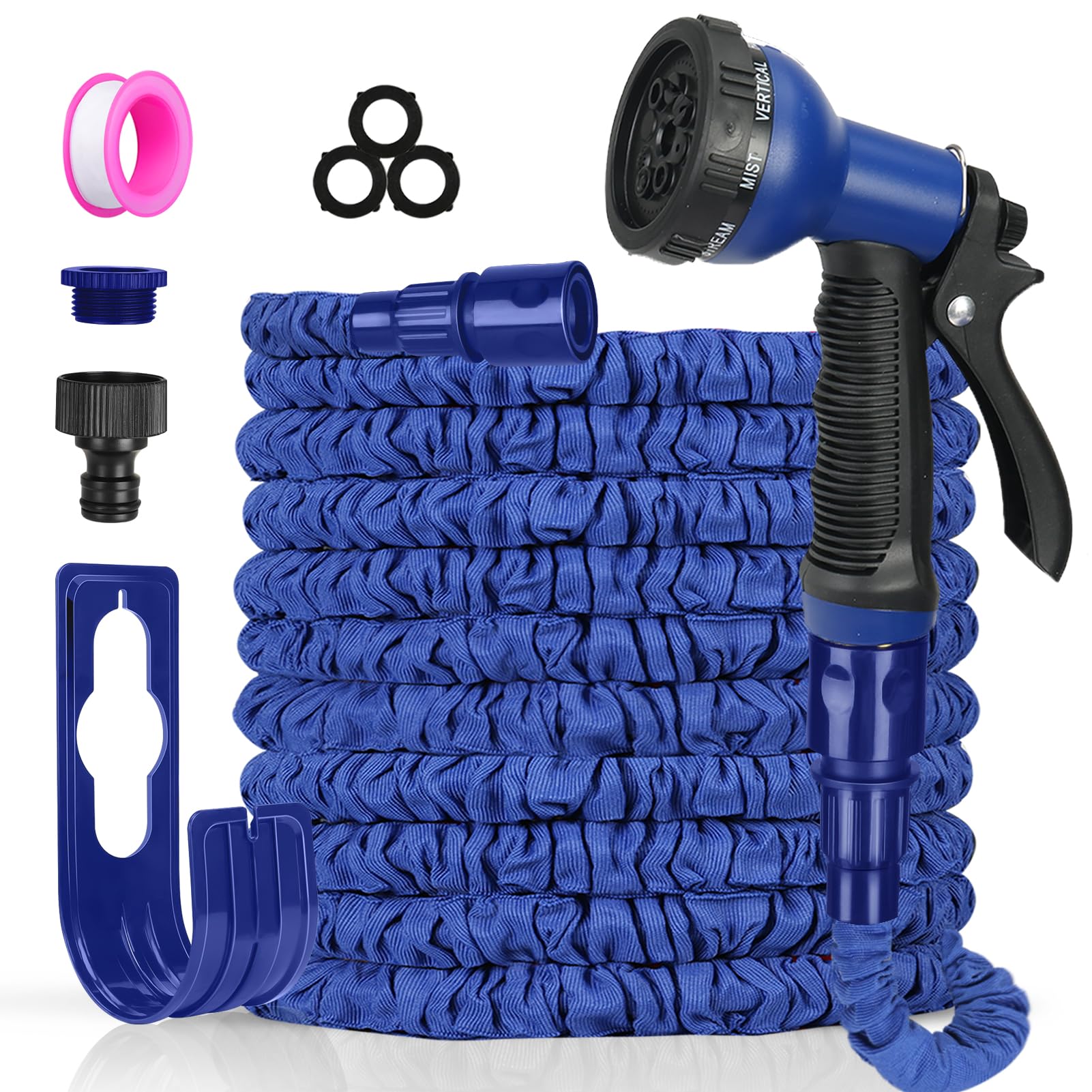 Tubo da giardino 30 m, tubo flessibile espandibile leggero, a tenuta stagna, con 8 modalità di pistola a spruzzo e connettori da 1,9 cm, 1,3 cm