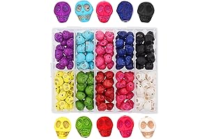 150 PCS 12mm Assorted Colors Howlite Carved Skull Beads by Mandala Crafts