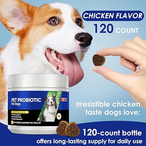 Miniatura 3 de Probióticos para perros con enzimas digestivas y prebióticos - Alivio de la diarrea, apoyo a la salud intestinal, función inmune y antipicazón,