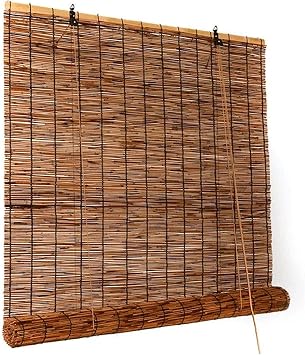 Roll Up Bamboo Shades Blinds for Patio Custom SizeRetro Reed Blinds Outdoor Roll Up Shades for Porch Sun Shade Reed Curtains Window Shades for Home Bamboo Roman Shades Privacy