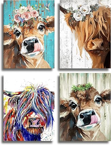 NEWSTARARTS Kits de pintura de diamante de vaca para adultos y niños kits de arte de diamante de vaca DIY 5D redondo taladro completo perfecto para