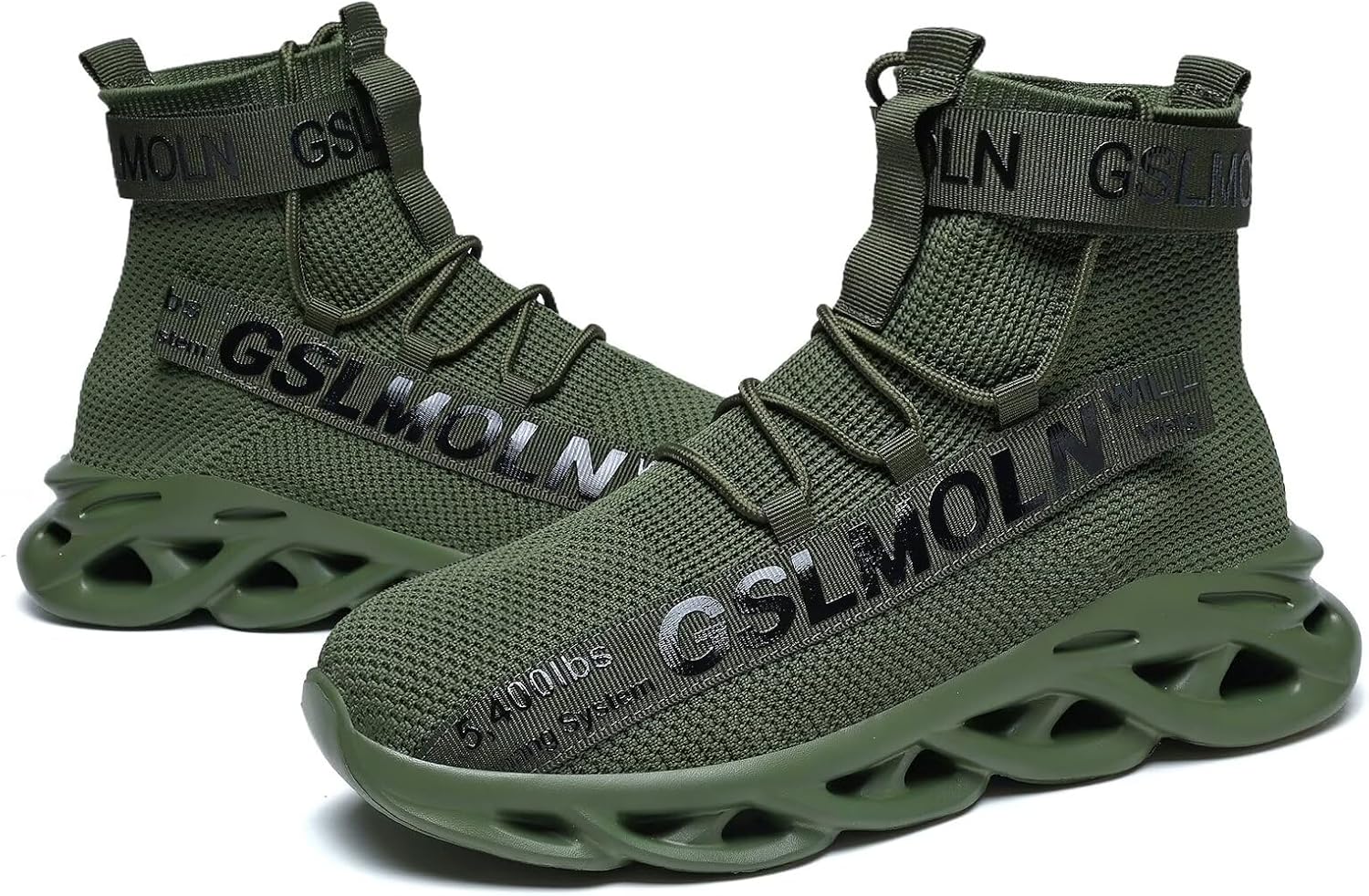 Jakcuz Men's High Top Sneakers Plus Size Breathable Gym Athletic Running Walking Tennis Comfortable Fashion Platform Shoes - Image 4