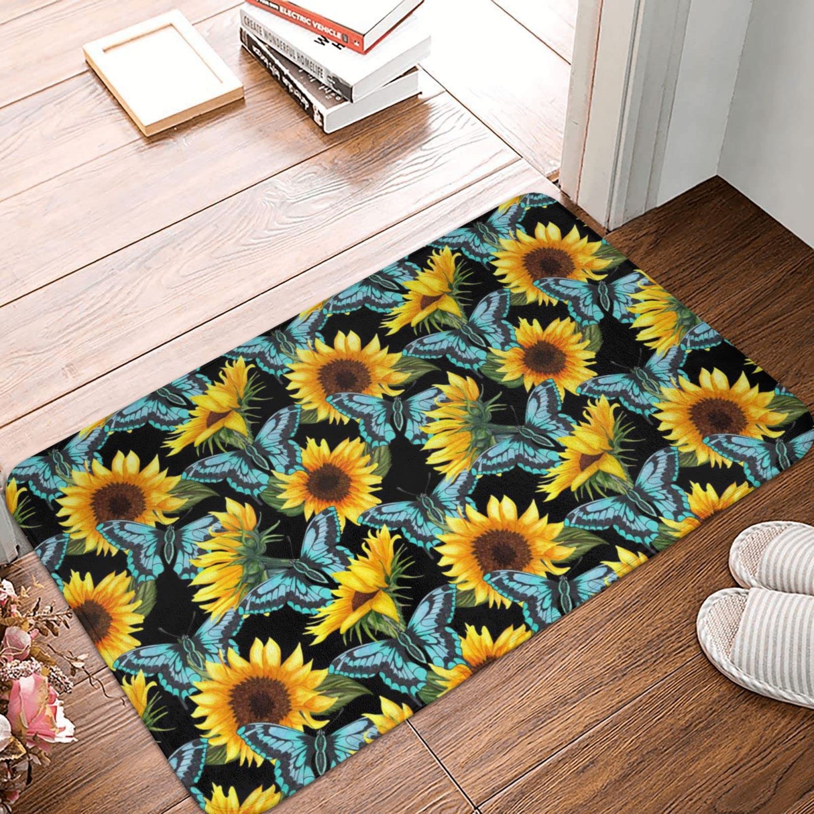 Tapis d'Halloween et Noël paillasson entrée tournesol 50x80 cm style M