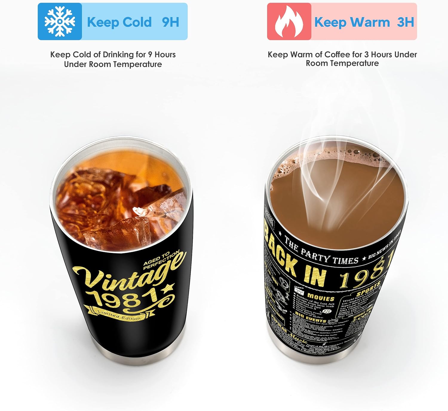 Happy 45th Birthday Tumblers Gifts for Men Women, Back in 1981 Stainless Steel Tumblers Gifts, 1981 45 Years Old Birthday Gift For Wife Husband Mom Dad - Image 2