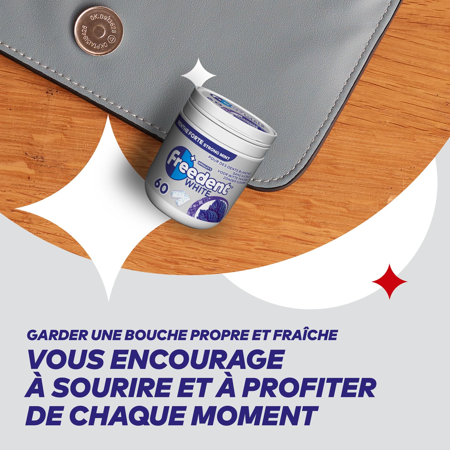 FREEDENT WHITE Chewing-Gum Menthe Forte Sans Sucres 60 dragées 84g