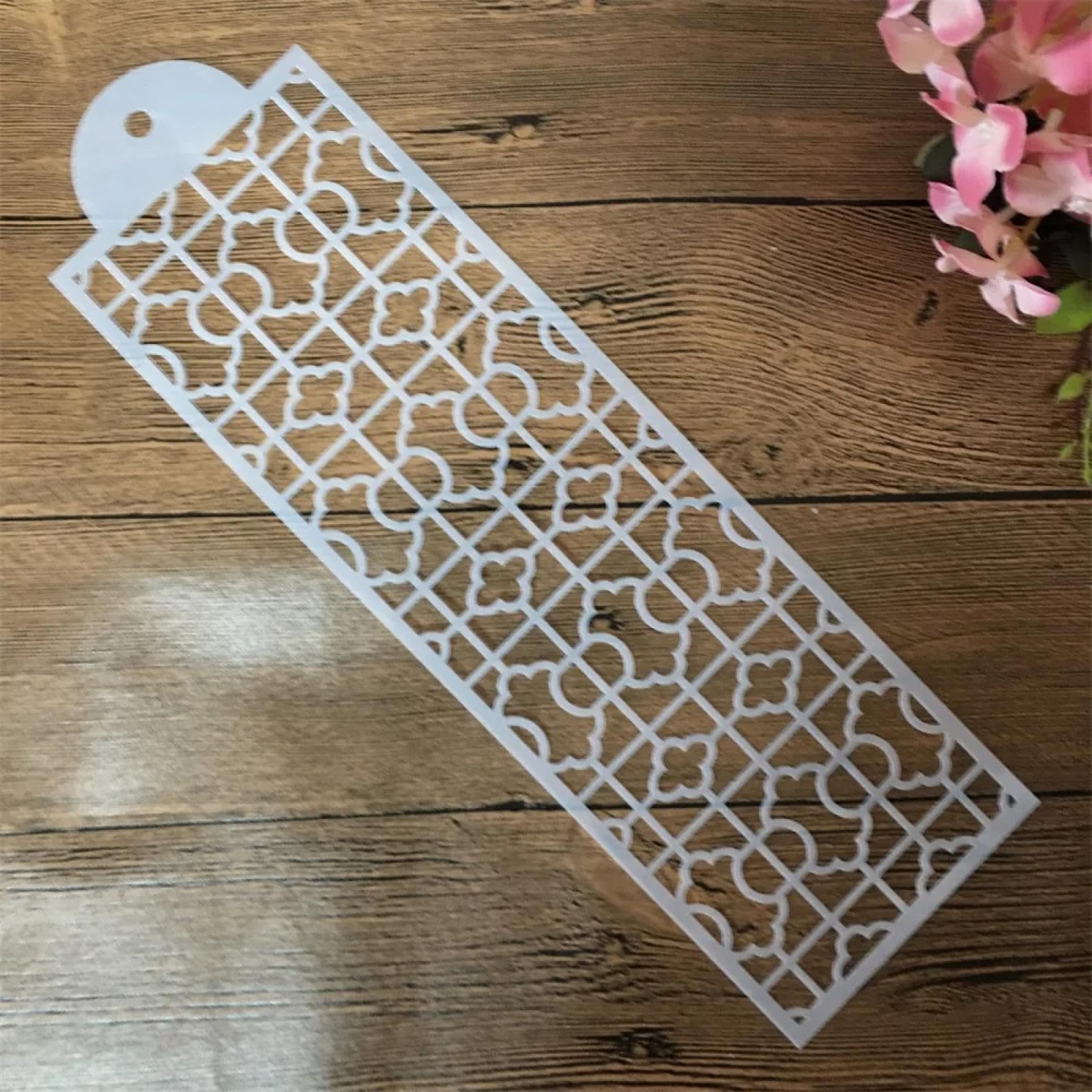 Plantillas para pintar sobre madera, 8 unidades, marco de flores de geometría de 10 x 34 cm, plantillas reutilizables para manualidades en madera, lona para decoración del hogar