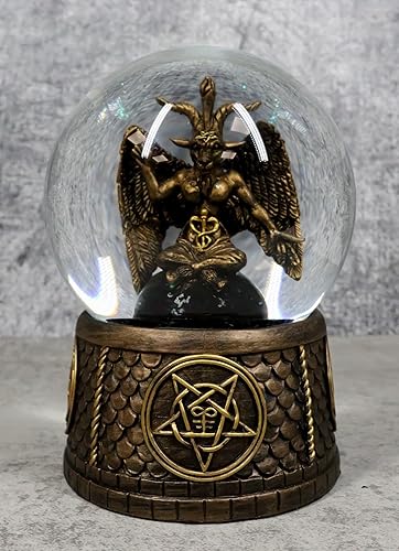 Miniatura 8 de Ebros Gift Wicca Occult Sabbatic Goat Baphomet - Globo de agua con purpurina de 5.25 pulgadas de alto con estrella pentagrama de ídolo satánico,