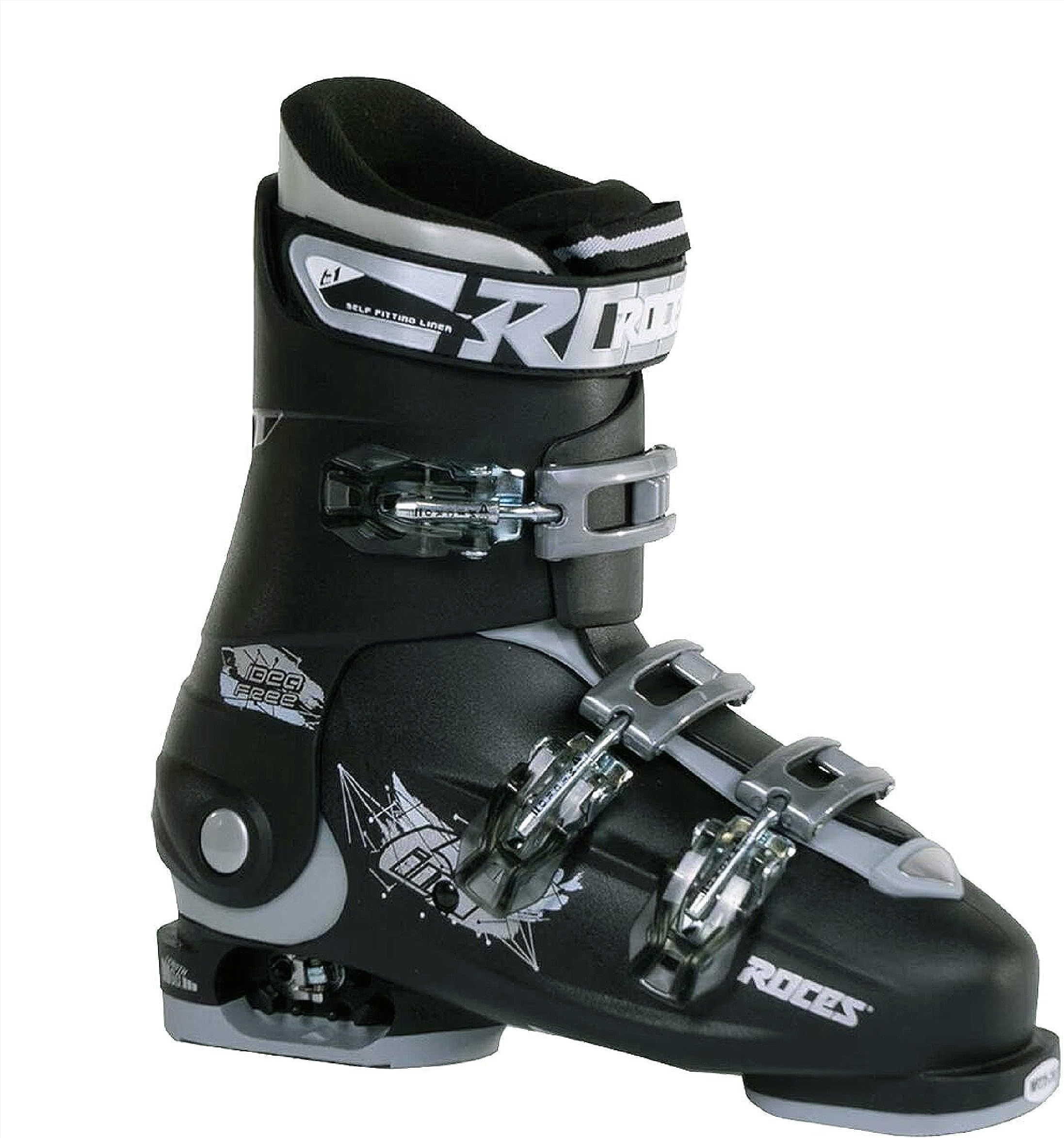 ROCES IDEA UP Adjustable Ski Boots for Kids – Youth & Toddler Ski Boots with Single Buckle – Expandable Downhill Ski Boots for Growing Feet – Girls & Boys Sizes