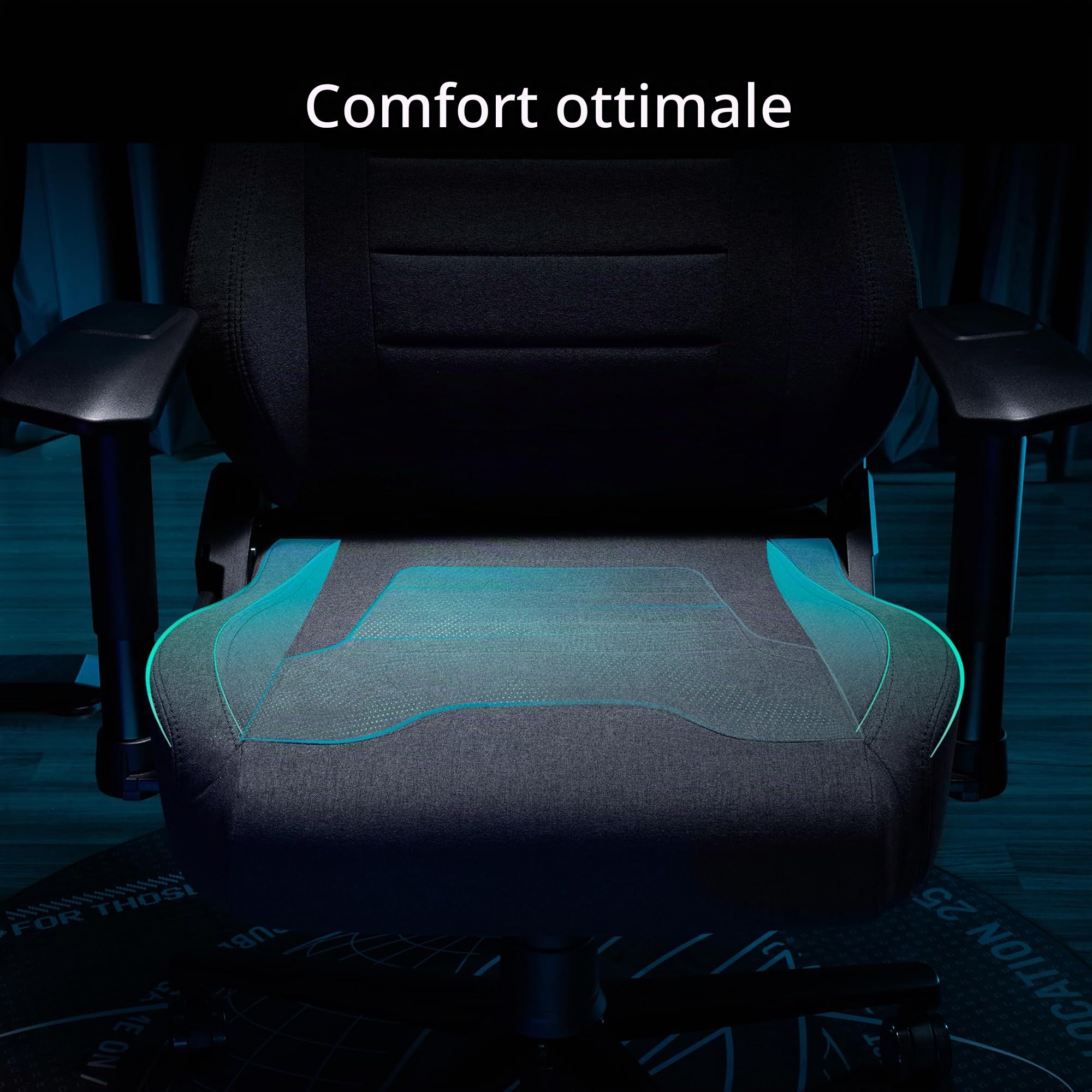 ASUS ROG AETHON FABRIC, Sedia Gaming Ergonomica, Supporto Lombare, Grigia | Struttura in Acciaio, Braccioli 2D Imbottiti, Rivestimento in Tessuto e Cuscini in Schiuma, Peso Massimo Supportato 136kg