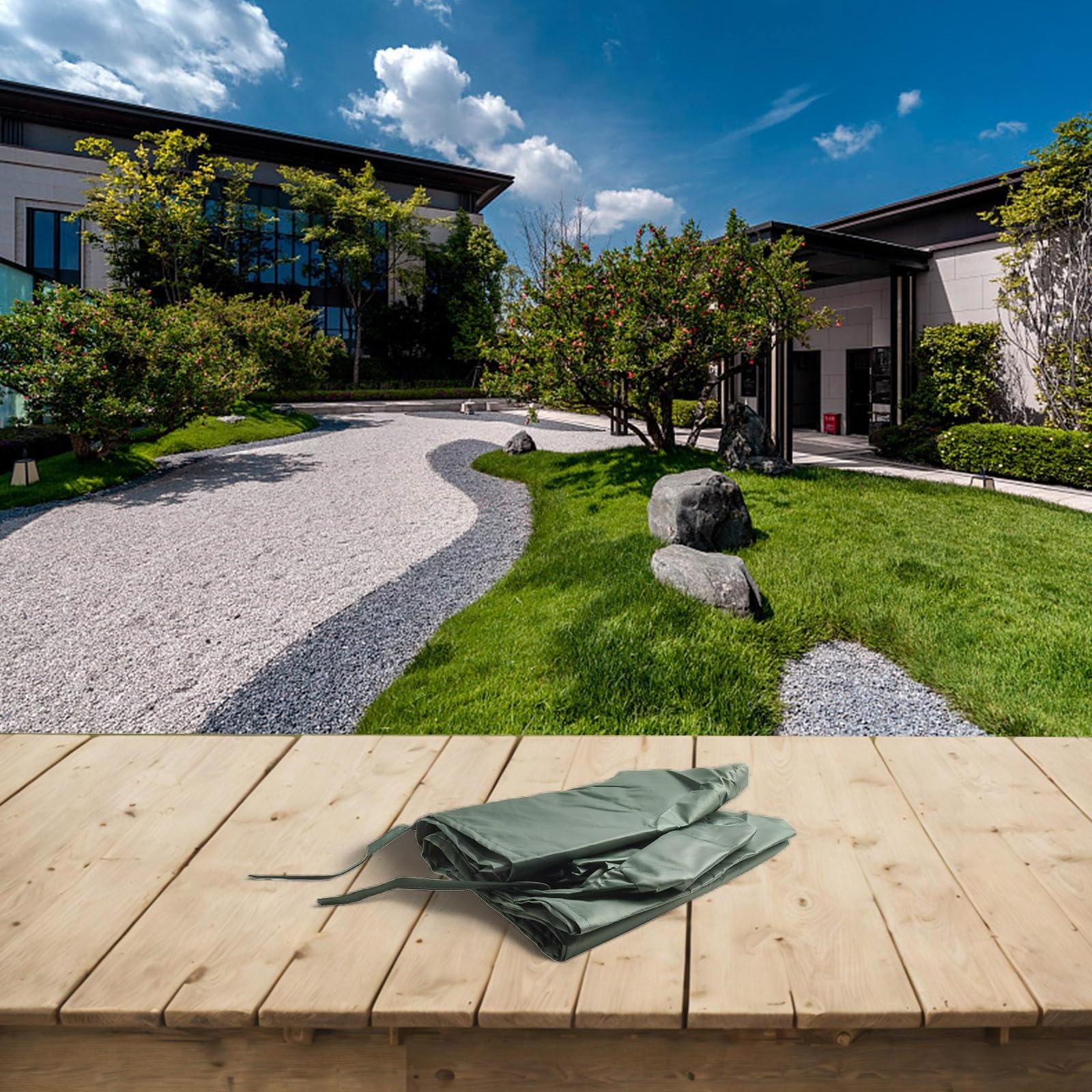 Cubierta de toldo al aire libre con cordones de amarre Protección impermeable para toldos (verde, 4 m)