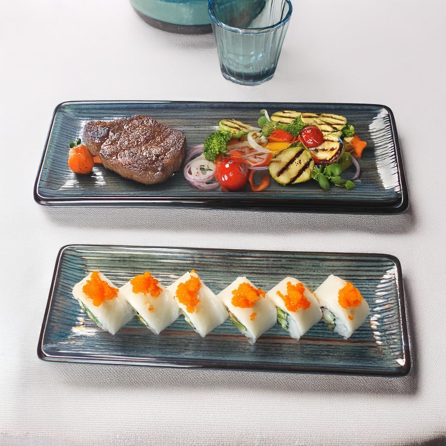 Porcelain Rectangular Plates, Large Cookie Trays, Set of 4, Shatterproof, Dishwasher-Safe, Perfect for Sushi, Baguettes, Snacks, Appetizers, Rolls, or Table Centerpieces. - Image 4