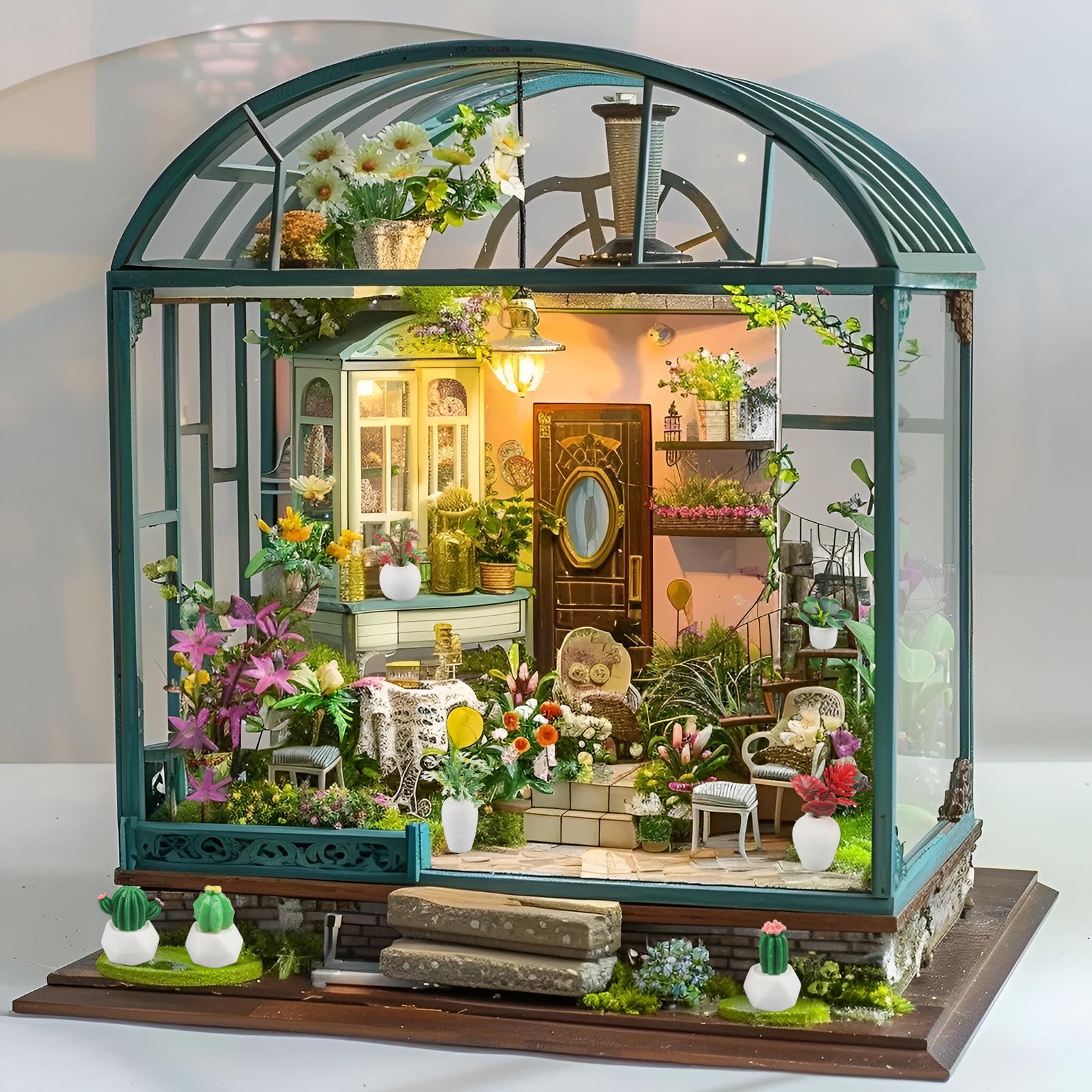 Juego De Casa De Muñecas En Miniatura De 2 Piezas Con Luz Juego De Casa De Muñecas En Miniatura De 2 Piezas Con Luz