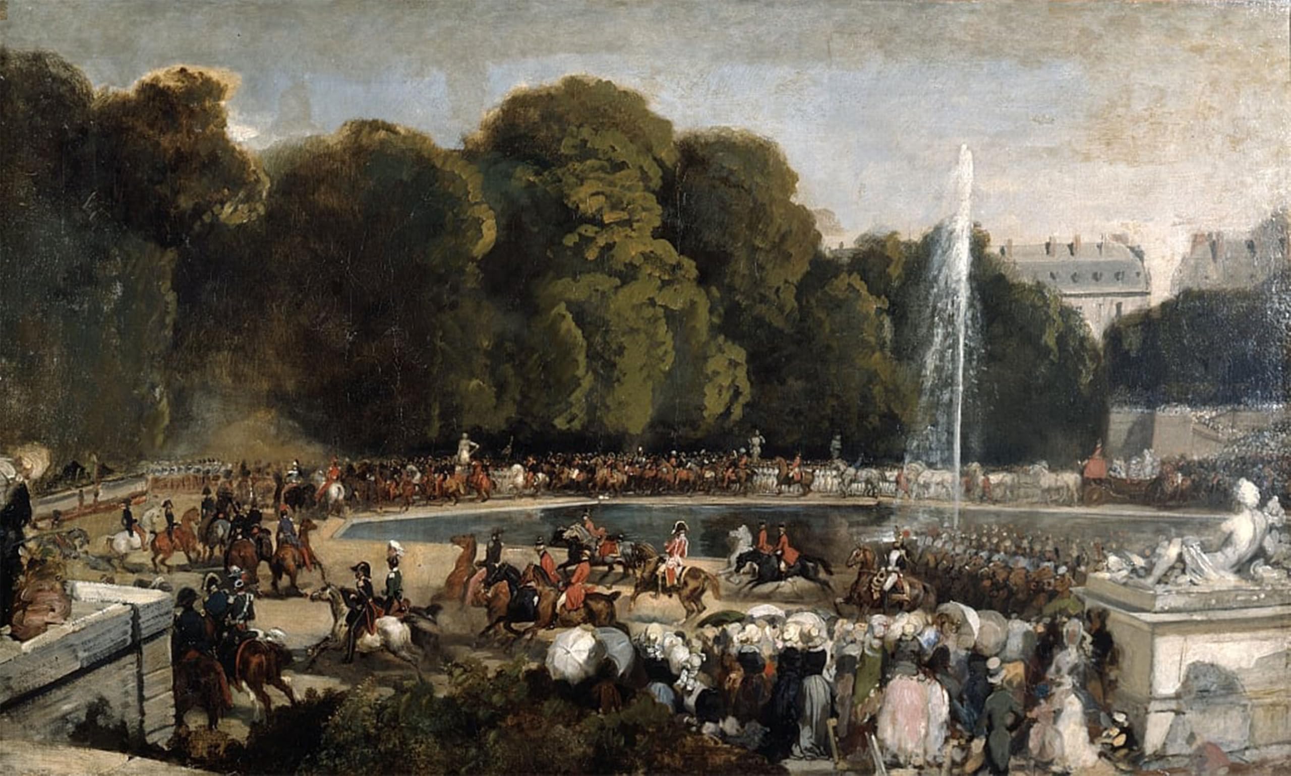 ARTXLXXBN Famous Prints Artwork Pictures Poster Painting Art Entry of the Duchess of Orleans in the Garden of Tuileries by Eugene Louis Lami Artwork Landscape Pictures for Home Decor 60x90cm