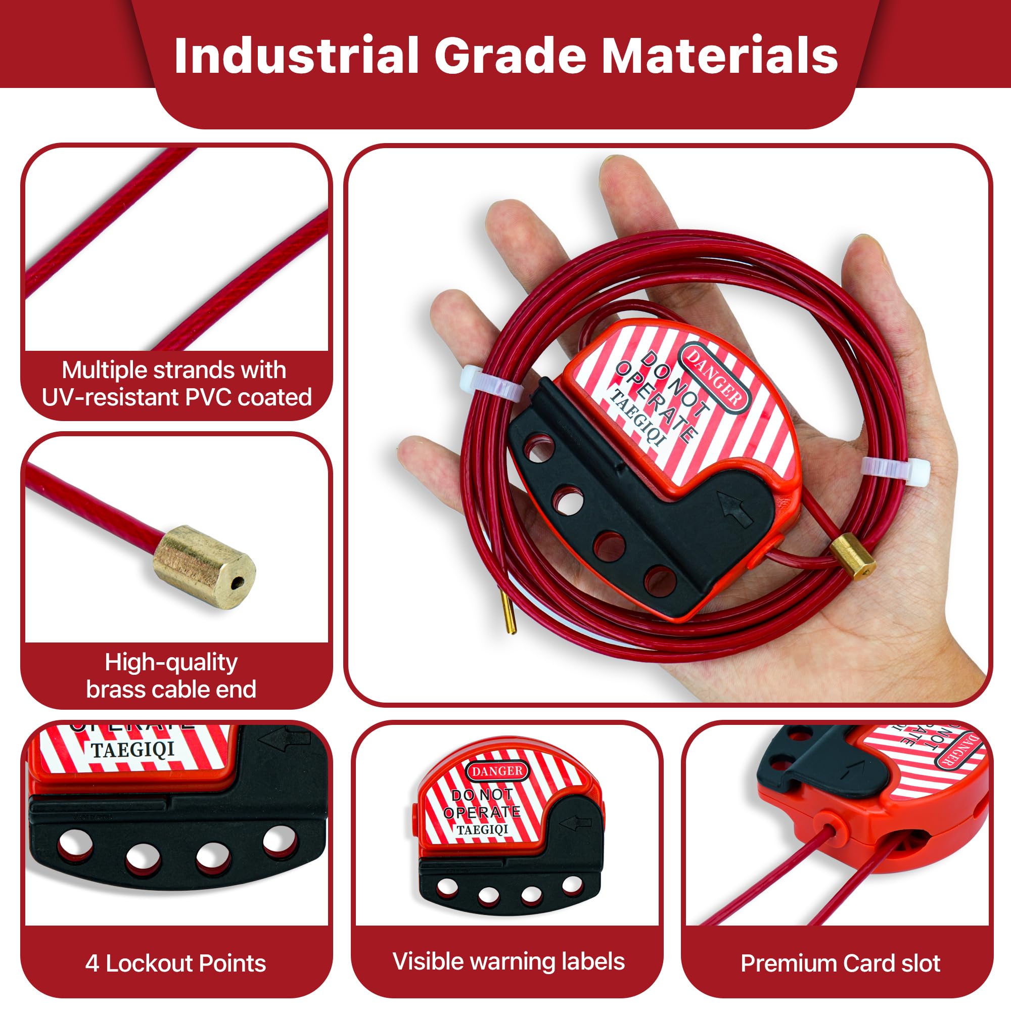 Lockout Tagout Cable Lock - 7.9ft Adjustable -4 Lockout Tagout Cable Lock - 7.9ft Adjustable -4