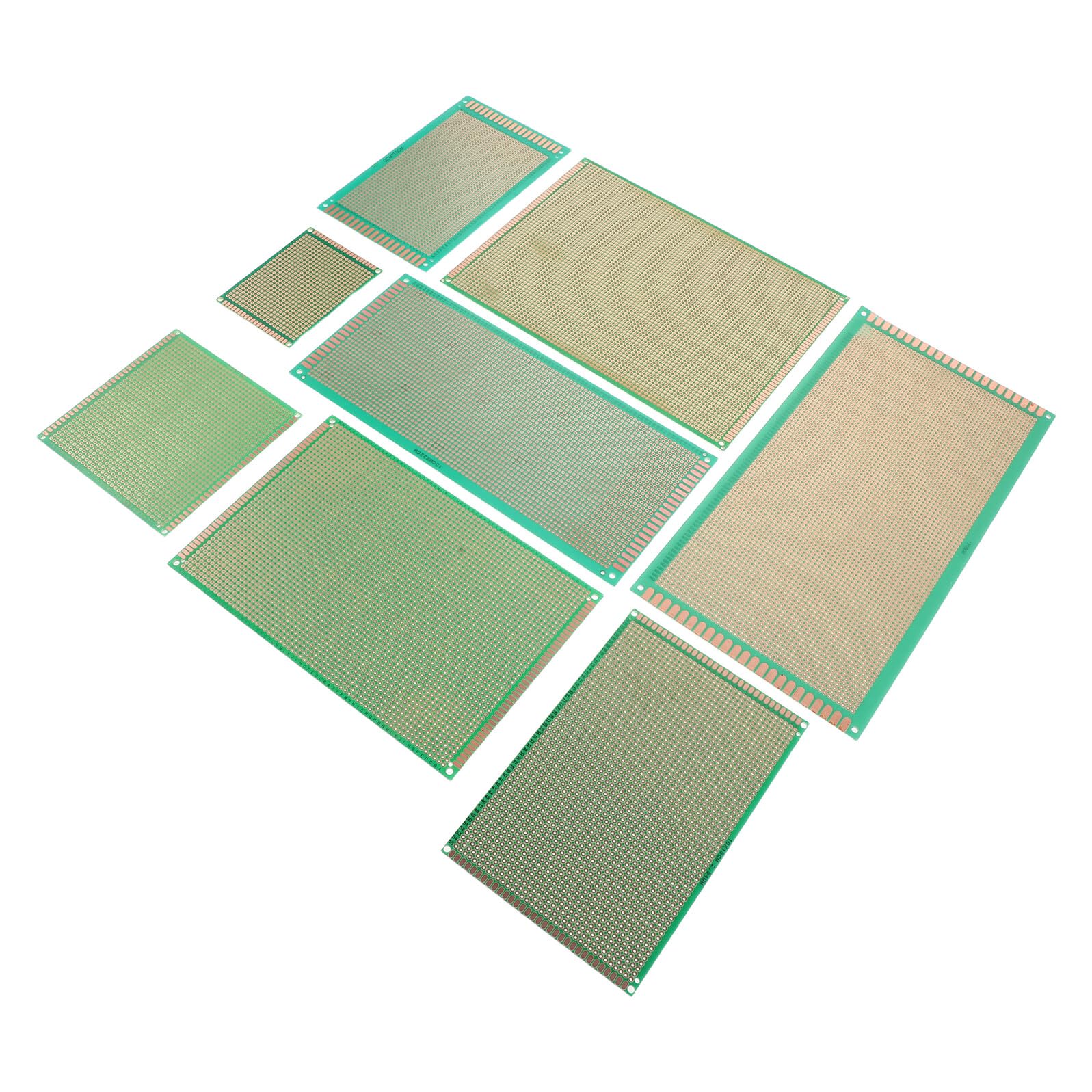 Kit de Placa PCB Verde de 8piezas Diseño Perforado Sola Cara en Fibra de Vidrio para Placa de Pruebas de PC Soldable Adecuado para Laboratorios y Desarrollo Electrónico