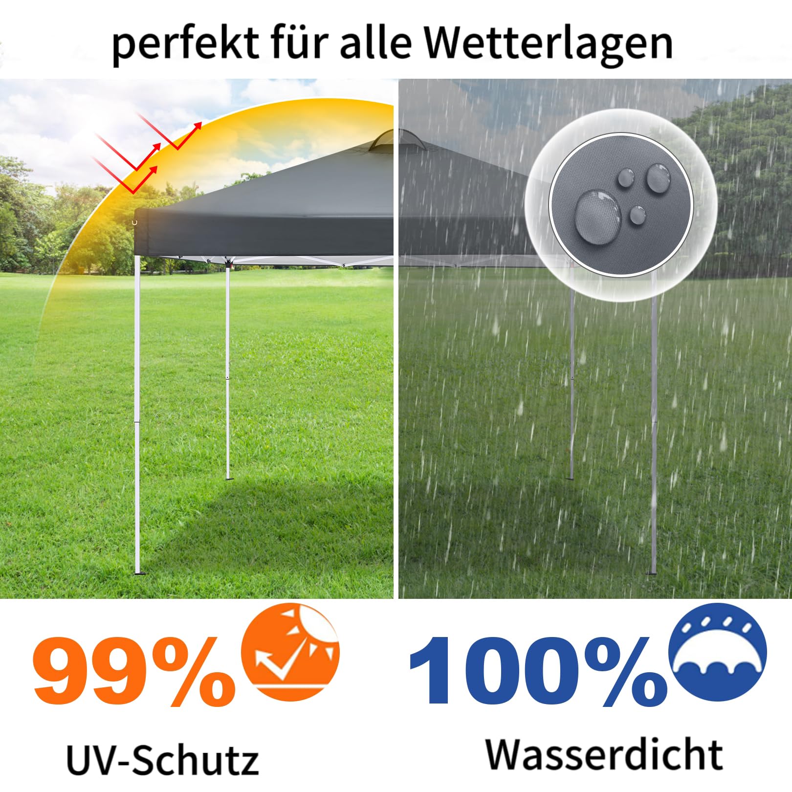 Pérgola De Jardín 3x3m - Impermeable Y Con Protección UV (Incluye 4 Paredes)