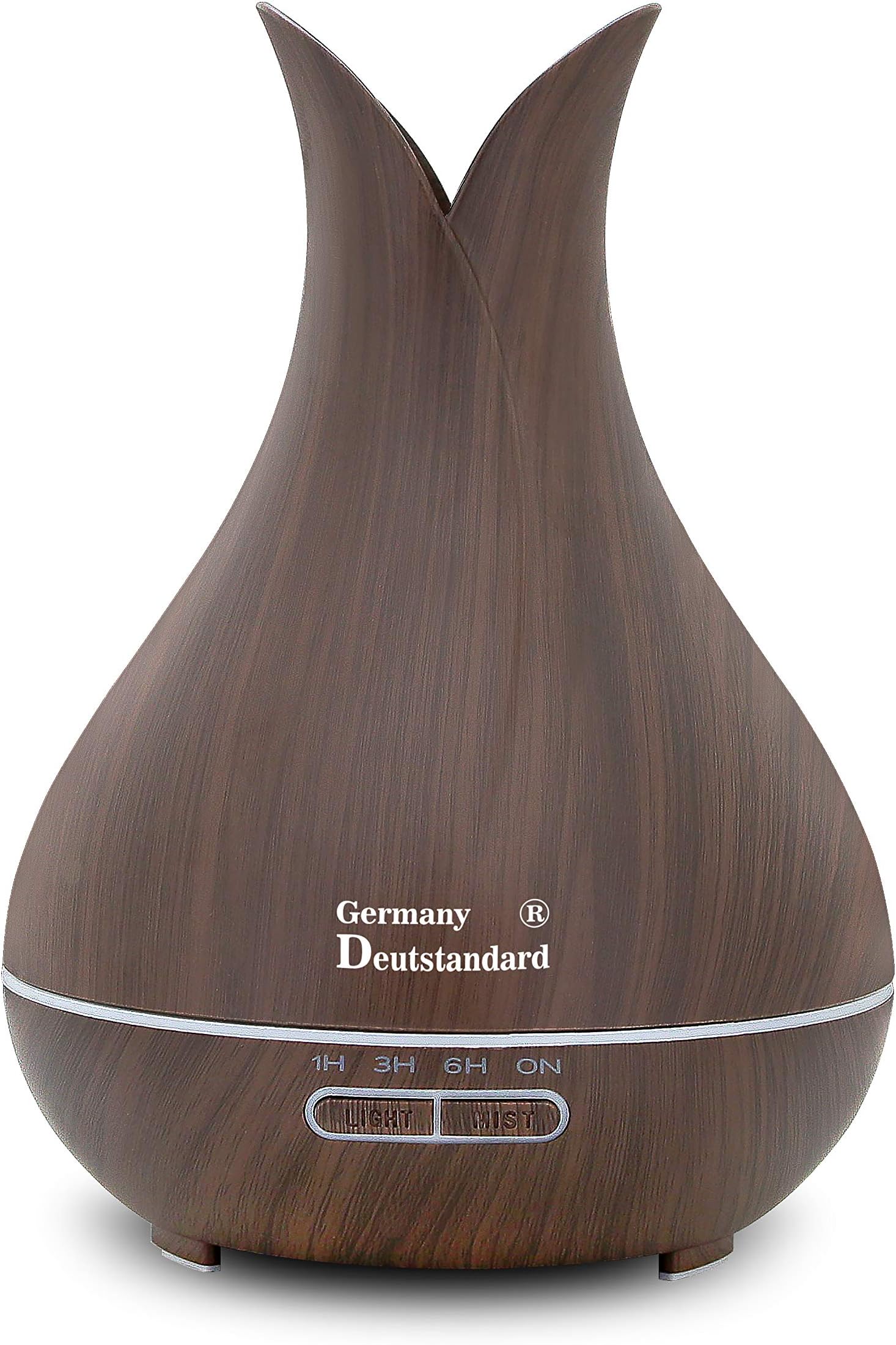 Essential Oil Diffuser, 400ml Wood Grain Aromatherapy Diffuser, Ultrasonic Cool Mist Humidifier with Color LED Lights & Waterless Auto Shut-Off, for Home Bedroom Baby SPA(Black)