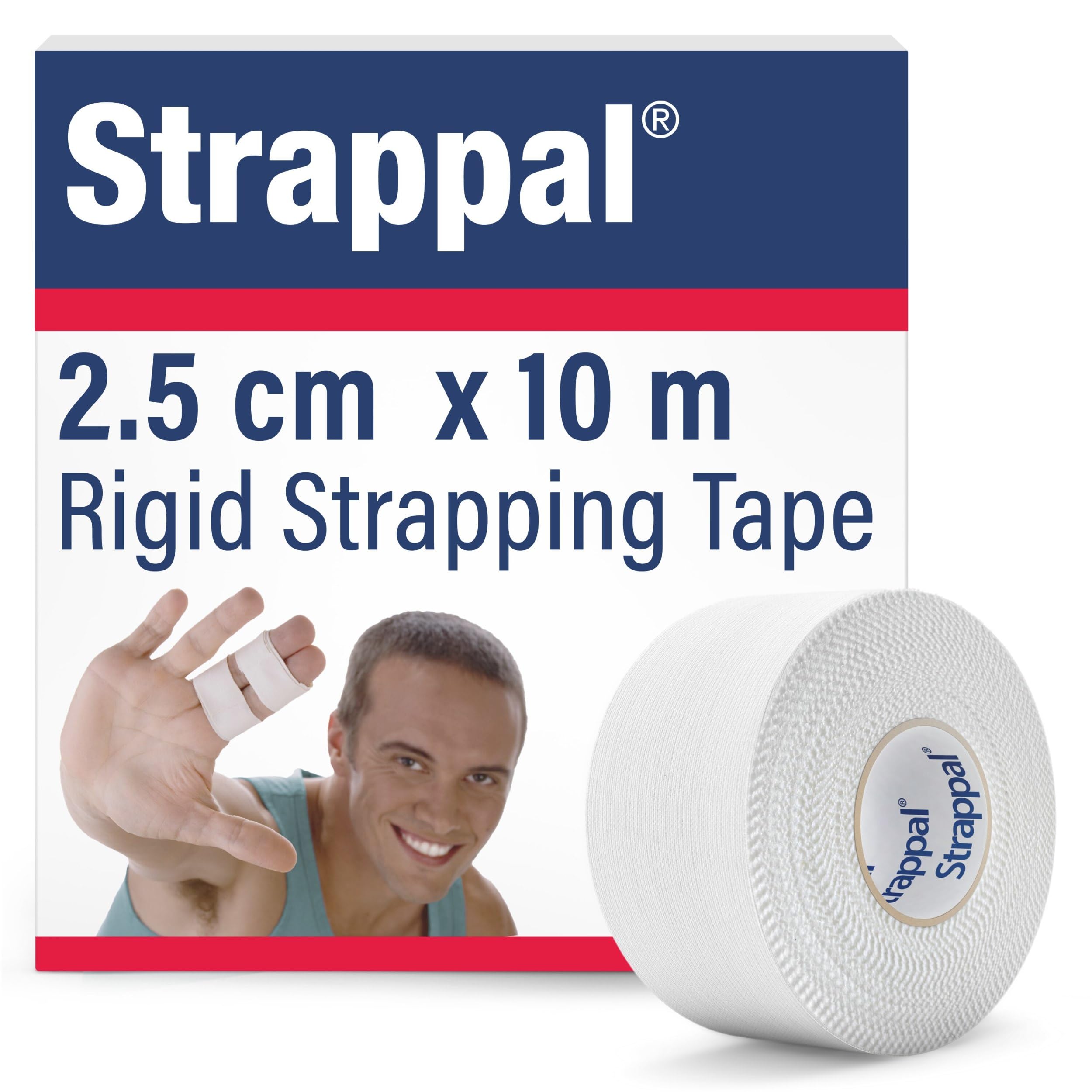 Performance Health Strappal Zinc Oxide Tape, Easy Tear Athletic Sports Tape, Strong Rigid Strapping Tape for Sports Injuries and Support, Hypoallergenic, Strong Adhesion, Conforming, 2.5 cm x 10 m