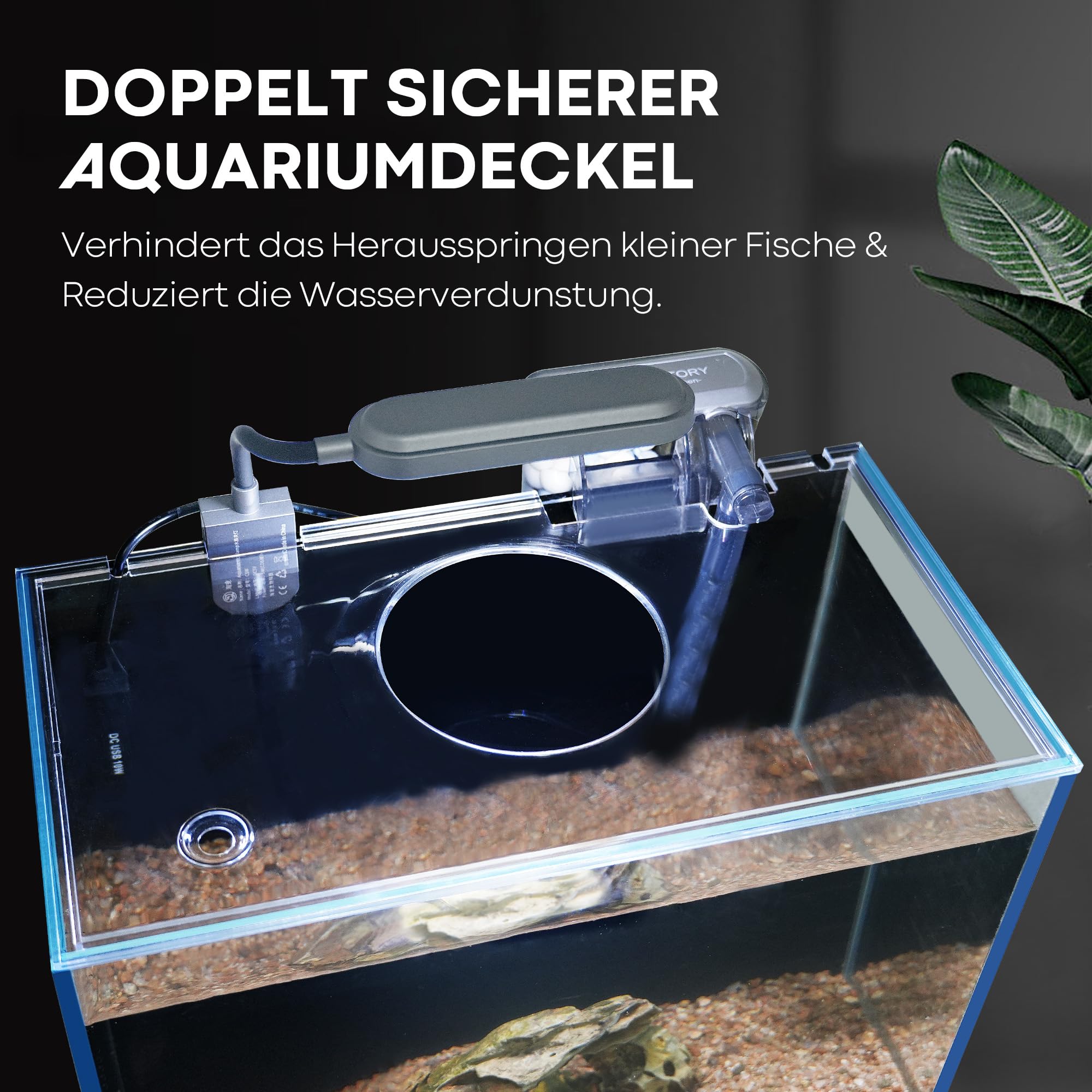 Aquarium Desktop-Set 10L Kleines Fischbecken 30x15x22, Ultra-Klares Glas mit Selbstreinigungsfilter, Helles Licht, Heizung, Steine,Kies, Reinigungswerkzeug, Randloses Fischglas für Anfänger Starterkit