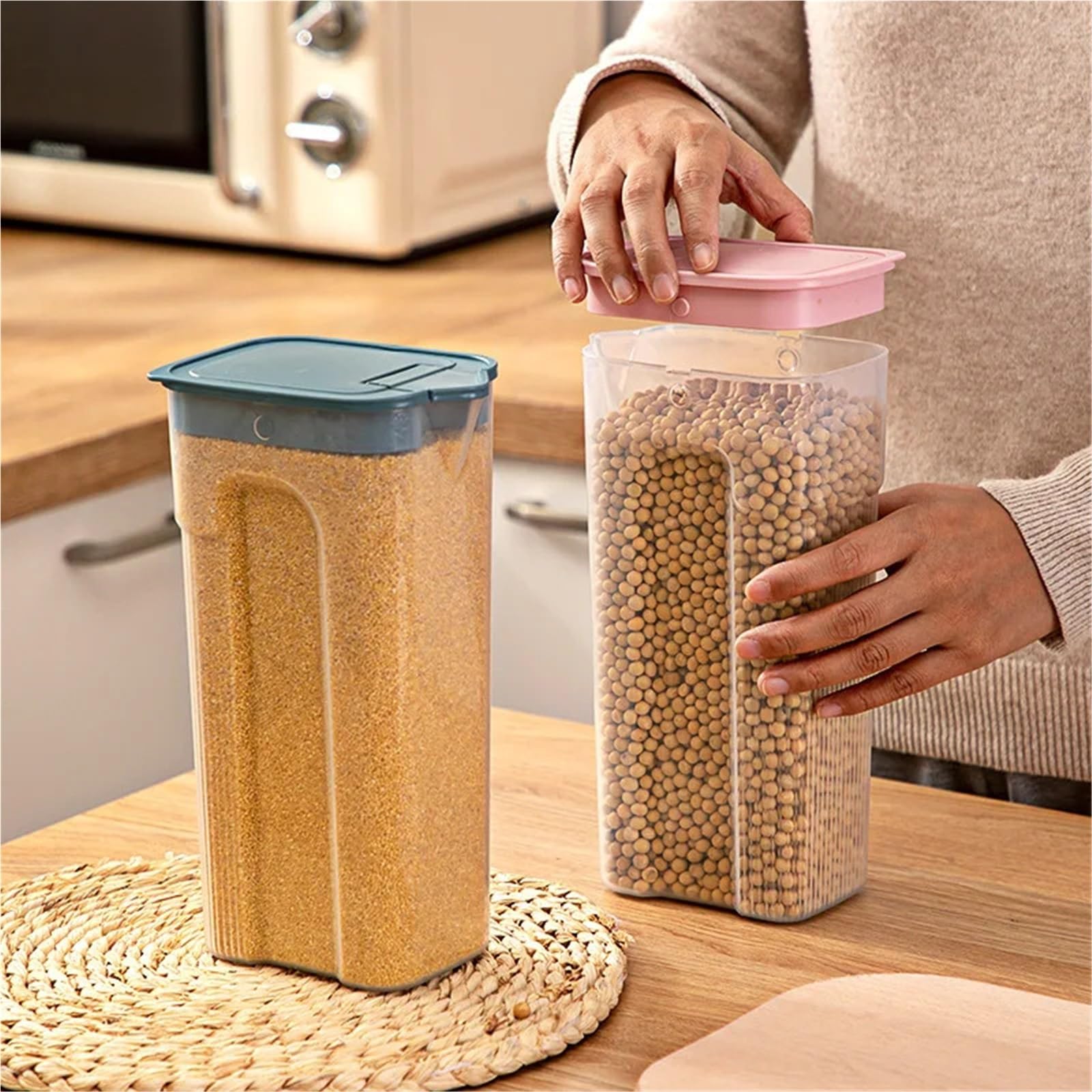 Contenitori Per Alimenti 3 pezzi di scatola di immagazzinaggio in PP sigillata for cereali, riso, frutta secca, contenitore, organizzatore, barattoli for conservazione della freschezza, accessori da c