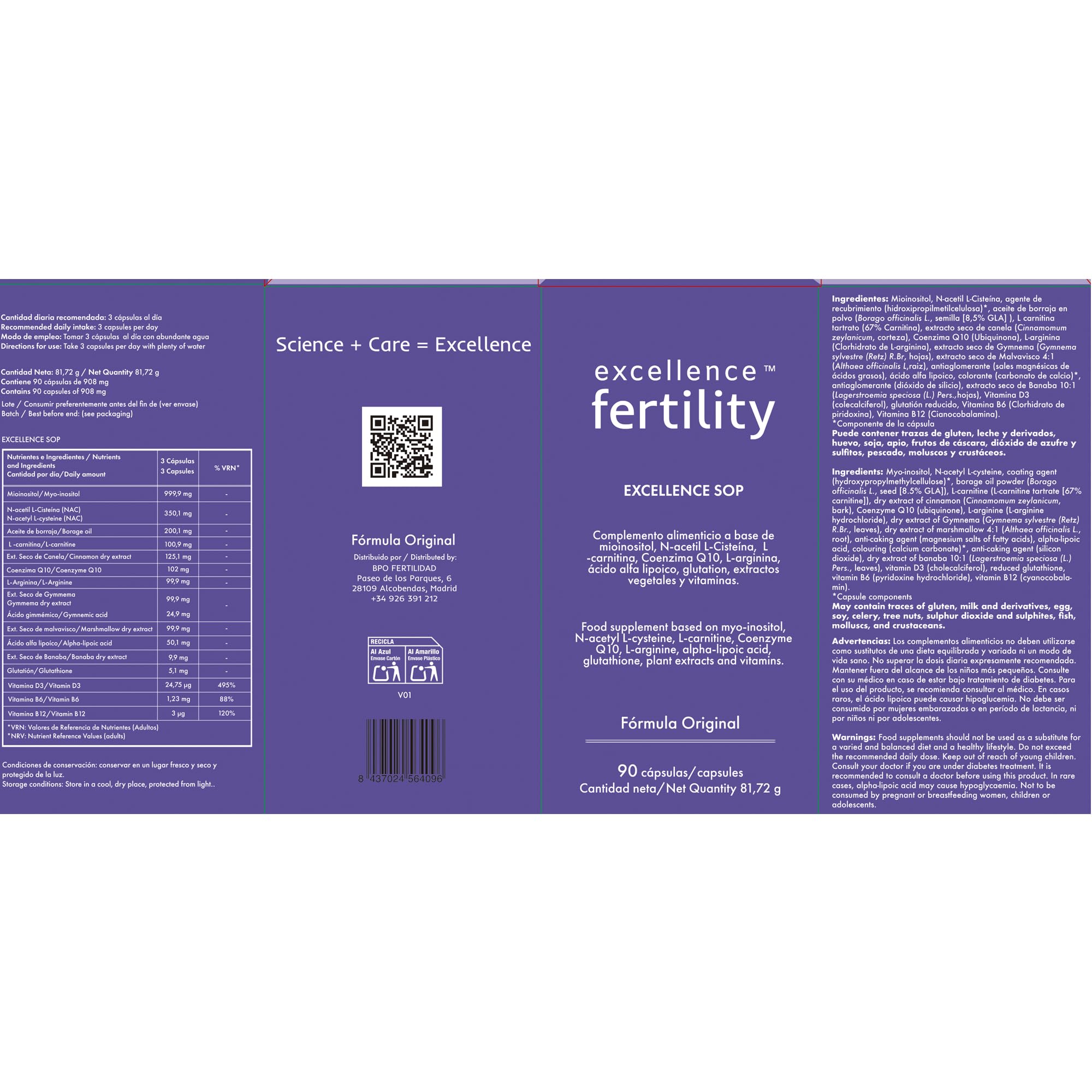 Excellence SOP - Suplemento Natural para Síndrome de Ovario Poliquístico - Regulación menstrual con Mioinositol, NAC, CoQ10 y Vitaminas - Equilibrio Hormonal y Metabólico Femenino