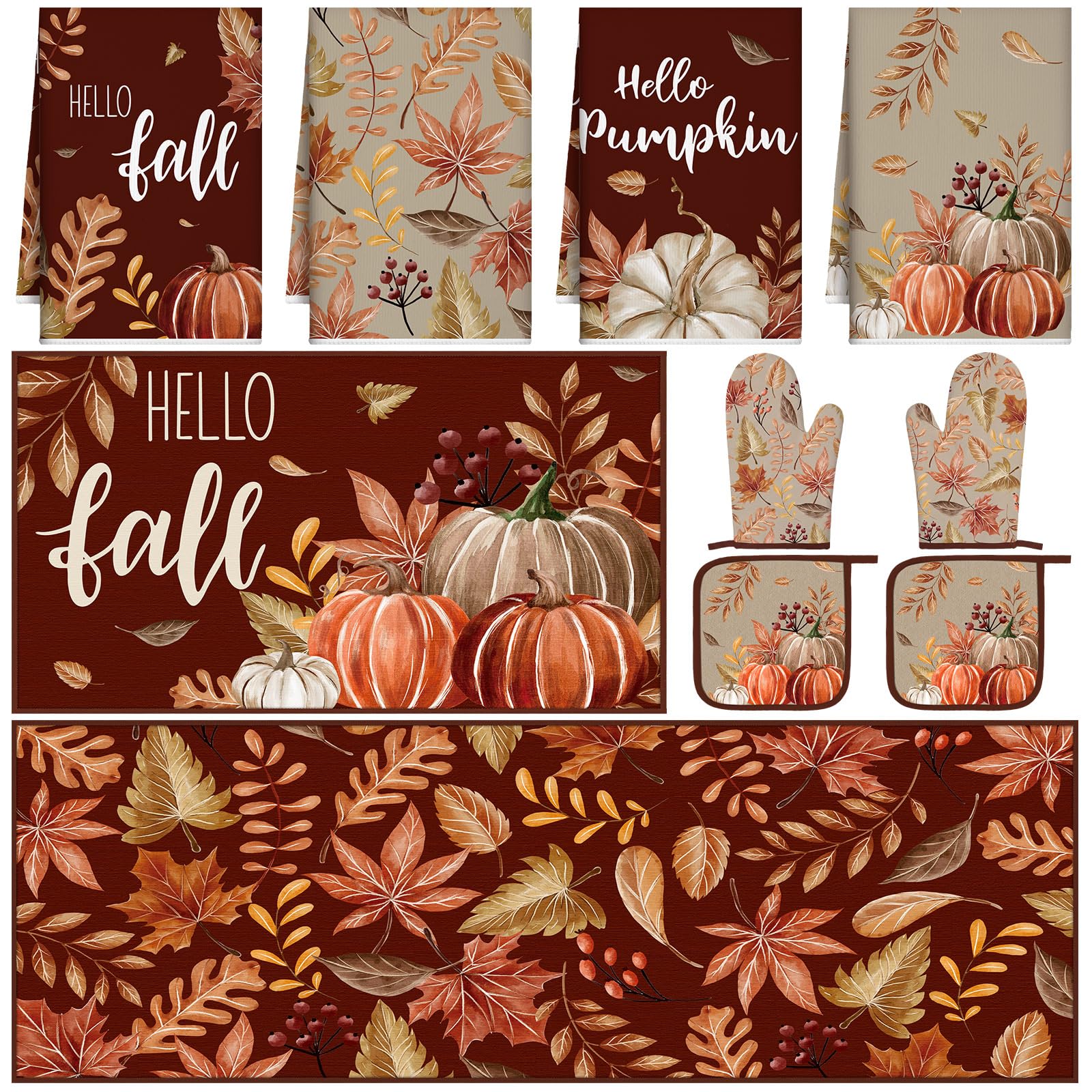 Fall Pumpkin Kitchen Decor Set - 10 Pcs -18