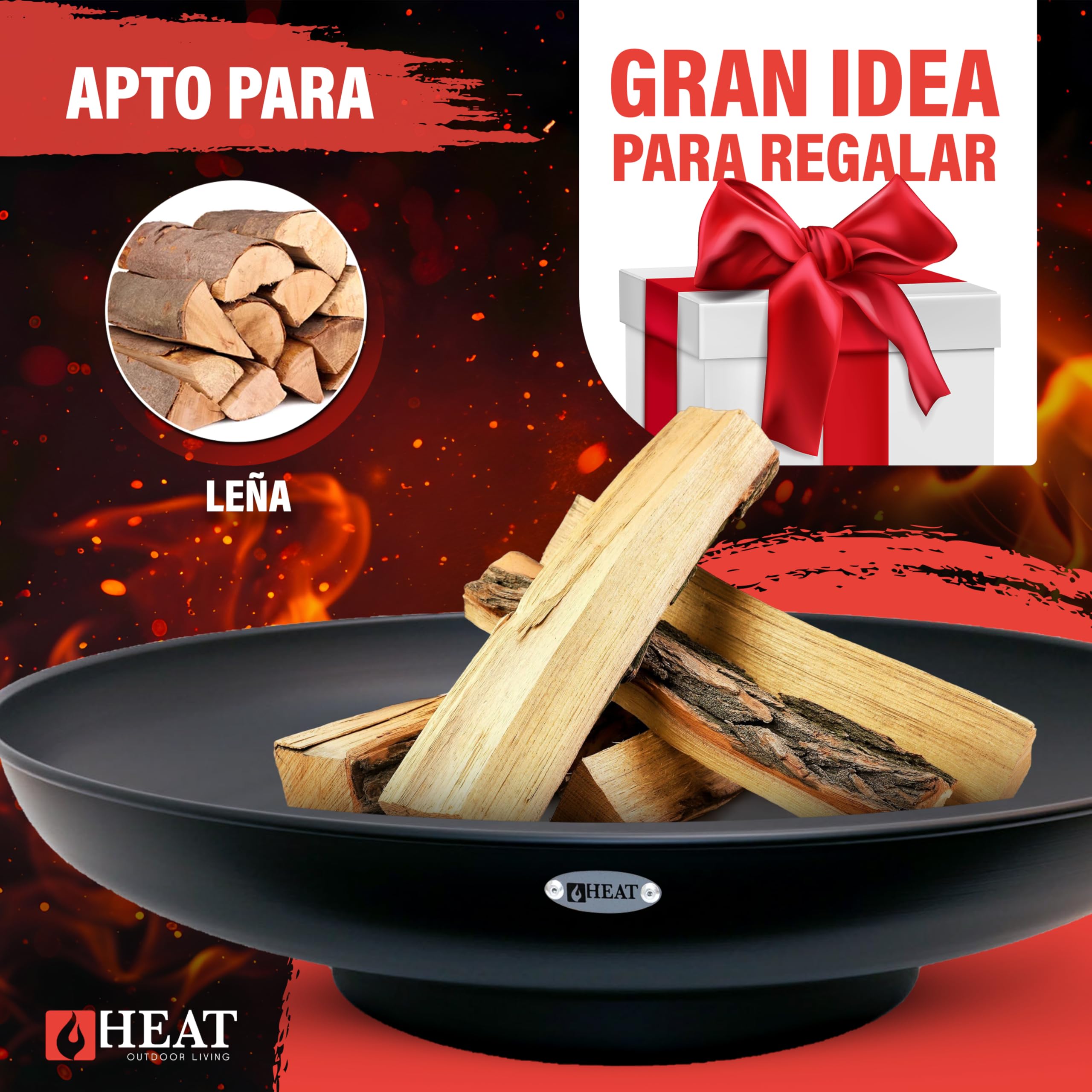 Cuenco de Fuego de 80 cm de Óxido – Braseros para el Jardín – Chimenea Exterior & Tonne – Cuenco de Acero Lacado – Cesto de Fuego para el Jardín - 80x80x19 cm