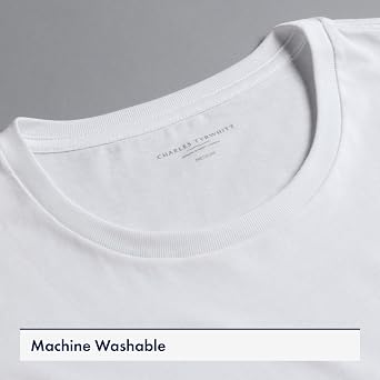 Charles Tyrwhitt Undershirt for Men 2 Pack of White Men's Cotton Undershirts Soft Pima Crew Neck Mens Cotton T-Shirts