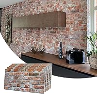 Vista 37 de Dundee Deco Paneles de pared 3D de ladrillo sintético, revestimiento, paneles de pared con aspecto de piedra roja y naranja, revestimiento de espuma