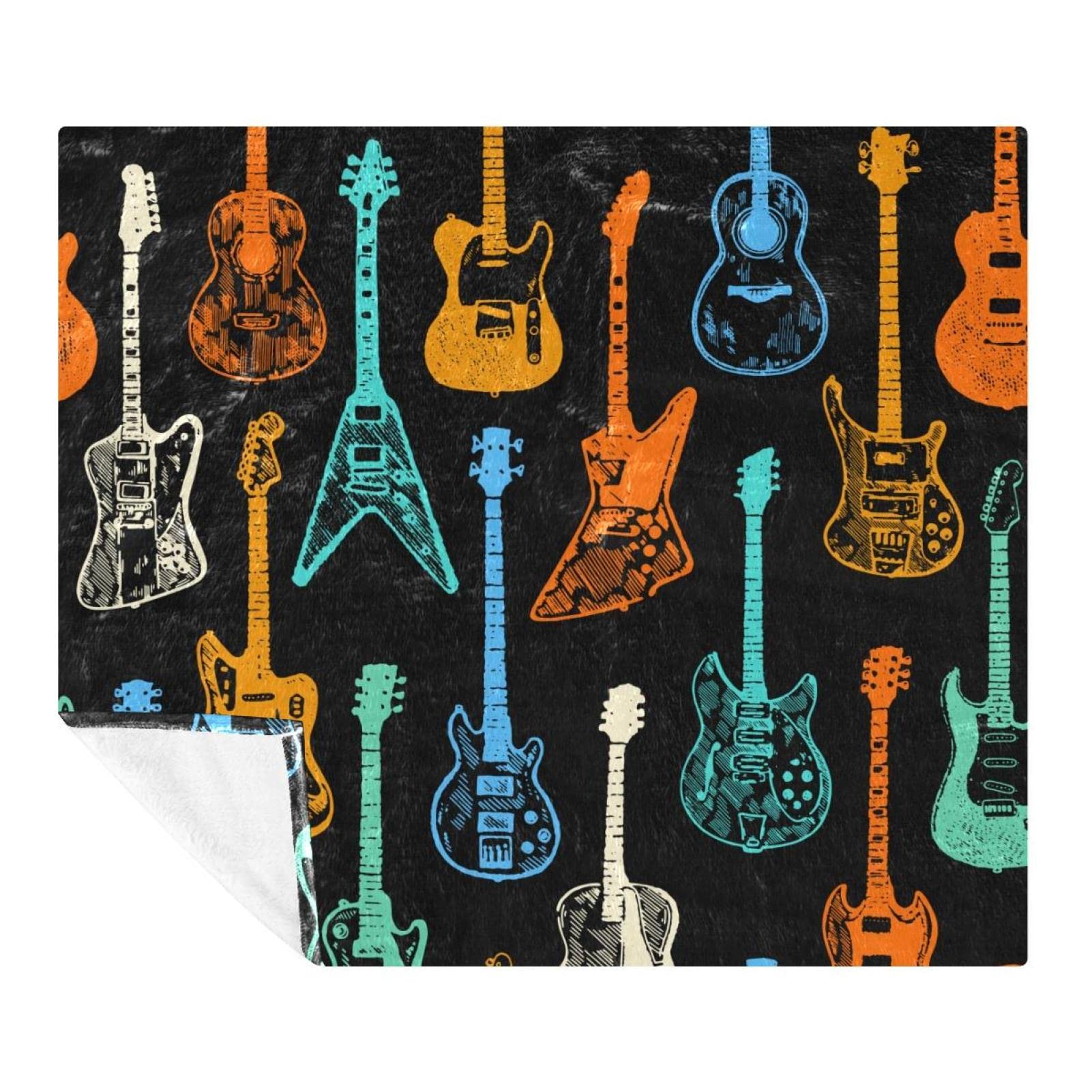 Couverture guitare électrique plaid polaire microfibre 150x200cm lit