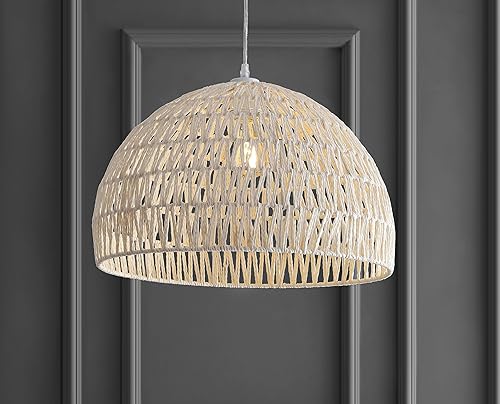 Miniatura 2 de JONATHAN Y JYL6504A Campana - Colgante LED de ratán tejido moderno de 20 pulgadas, 1 luz, estilo bohemio, de hierro, estilo granja, costero,