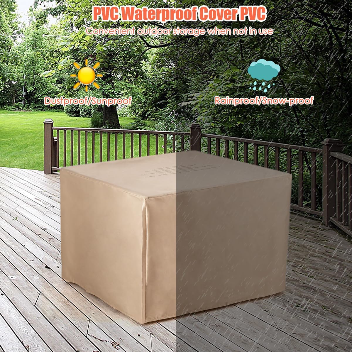 COSTWAY 30" Propane Gas Fire Table, Patio Square Fire Pit Table w/Stainless Steel Burner, 50,000 BTU Heat Output, Elegant Tile Tabletop, PVC Cover Perfect for Poolside, Backyard