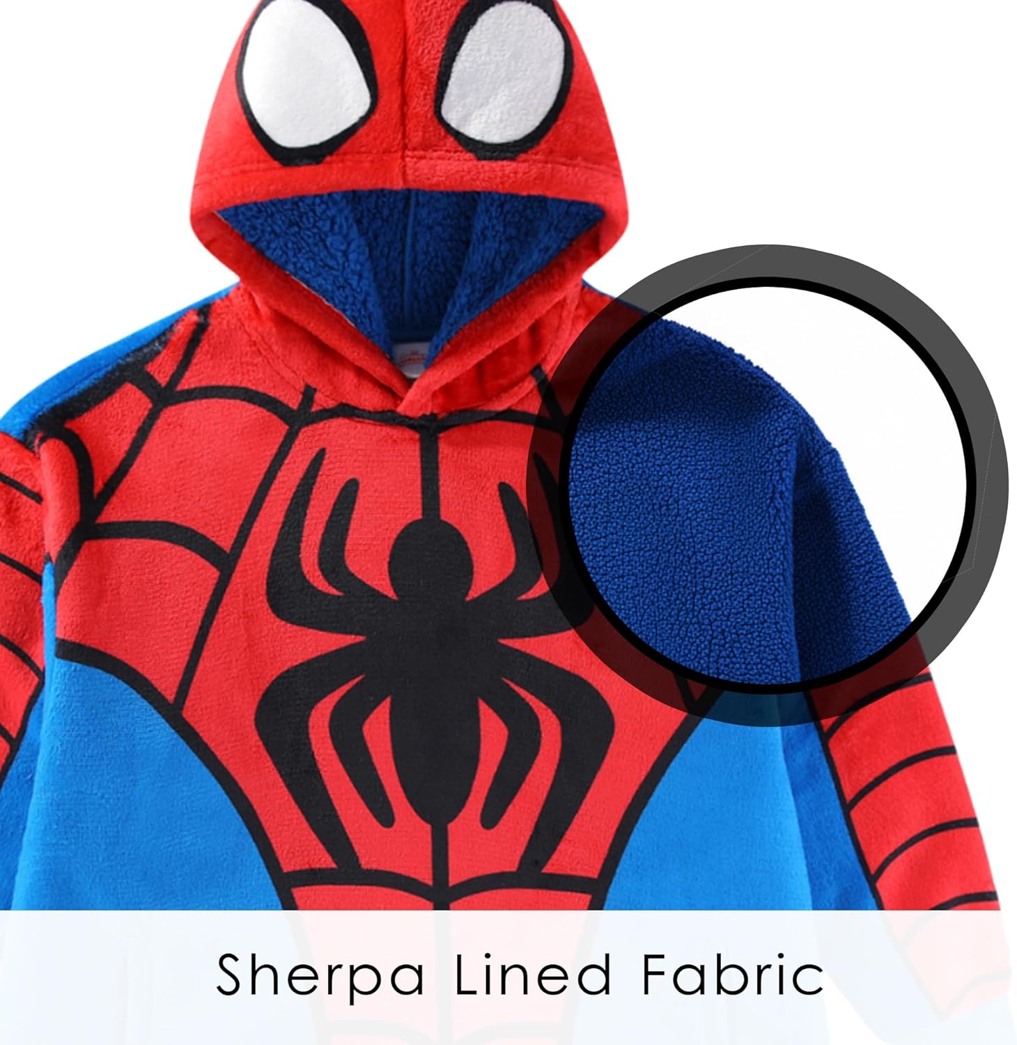 Marvel Spider-Man Boys Sherpa Lined Oversized Hoodie with Pockets for Big Kids One Size (Fits Sizes 4 to 10)