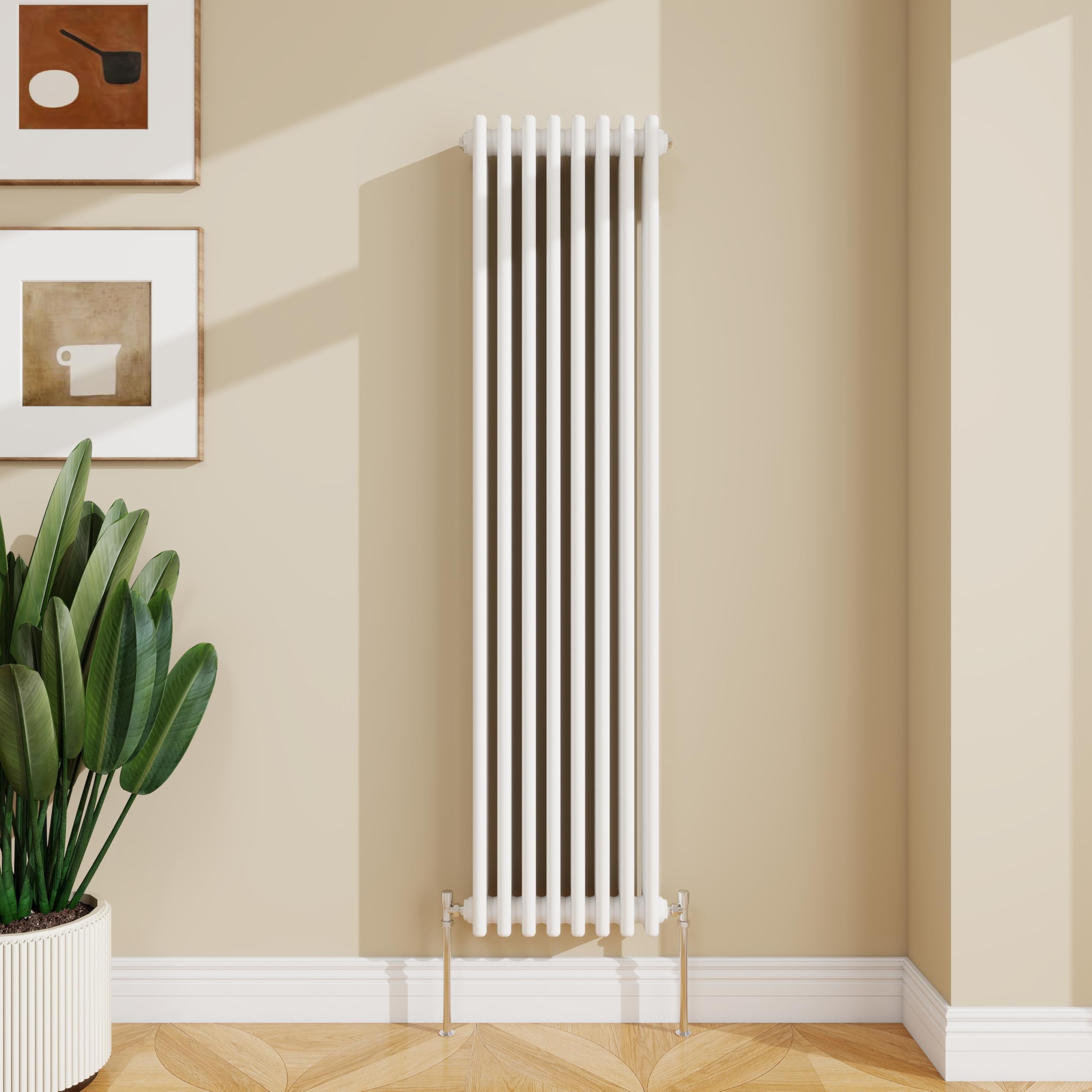 SLINE SANITARY 1500x380mm Cast Iron Style Traditional 3 Column Vertical White Central Heating Radiator