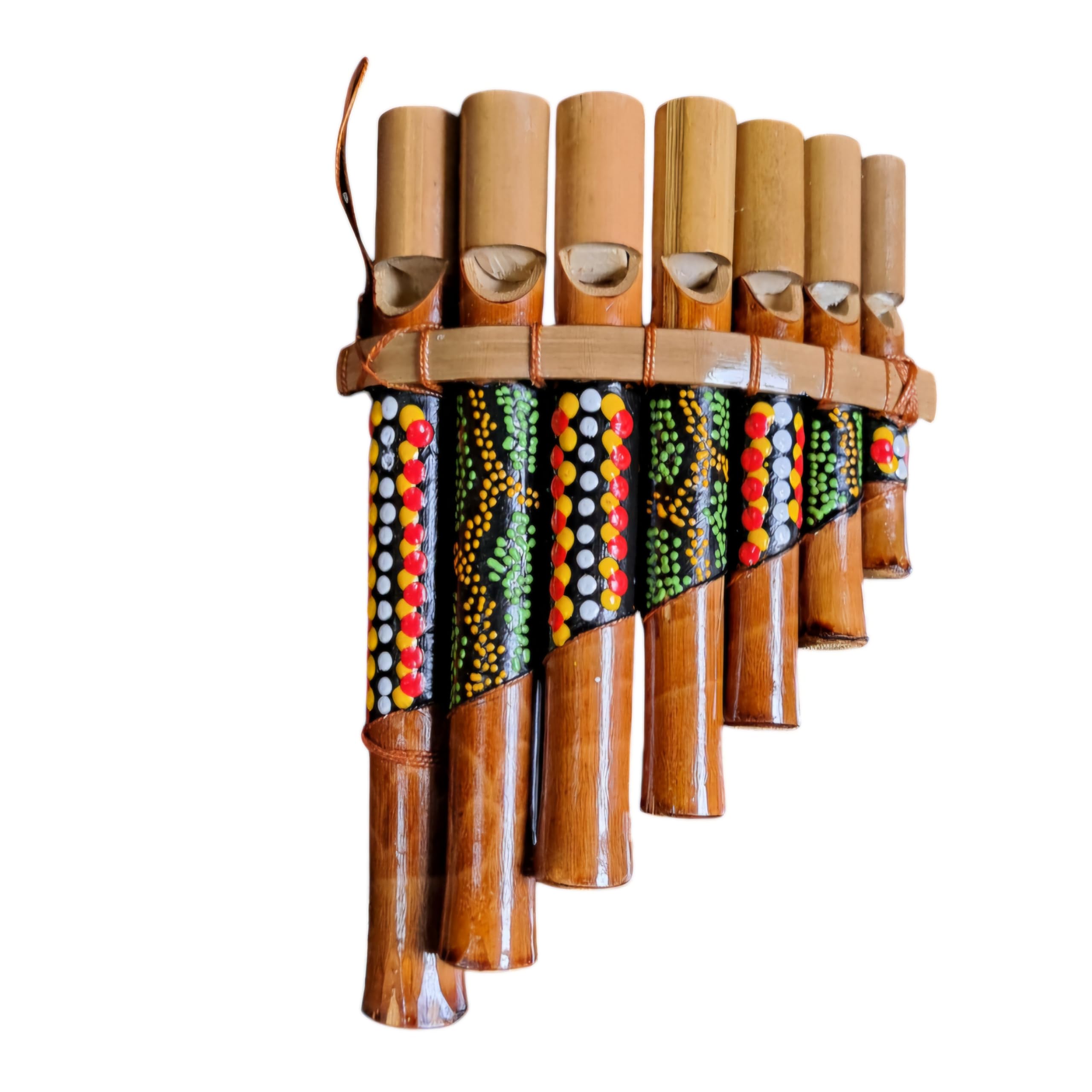 Flûte de pan en bambou Instrument de musique bois Artisanale 7 tubes