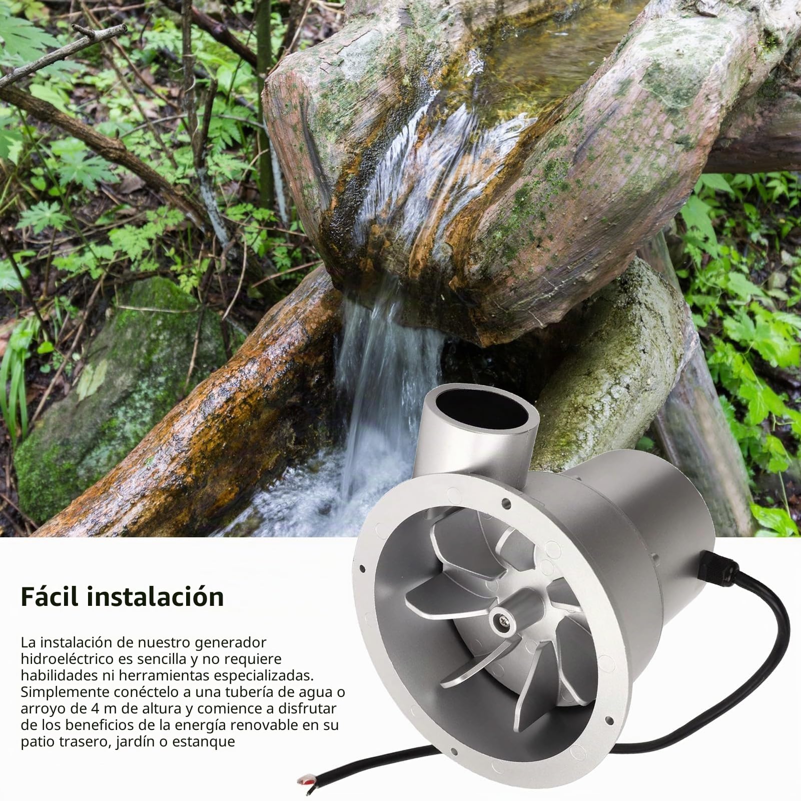 Buachois 100 W Generador Hidráulico de Turbina de Agua con Imán Permanente | 16.8 * 9.8 * 15.1 cm DC 18V Motor Sin Escobillas Magnético Cargador de Batería de 12V Micro Generadores para Exteriores