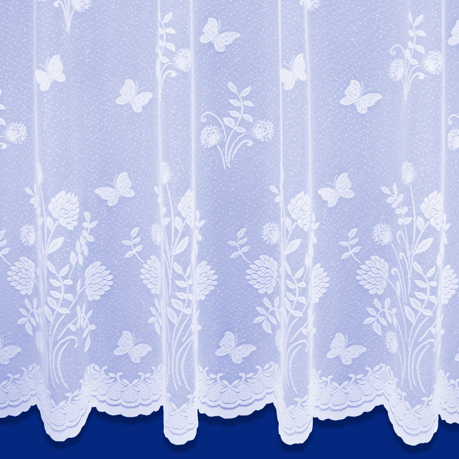 Netcurtainsuk White Country Garden Butterfly Floral Trailing Leaf Pattern Net Curtains In - Sold By The Metre (Drop: 122Cm (48"))