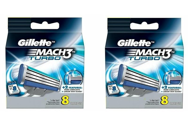 Cartuchos de reposição Gillette MACH3 Turbo, Pacote com 2 contendo 8 unidades