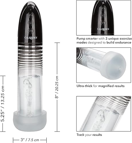 Miniatura 2 de CalExotics Optimum Series Bomba inteligente automática  Bomba de pene de mejora masculina con funda de silicona Stroker  Juguetes sexuales para