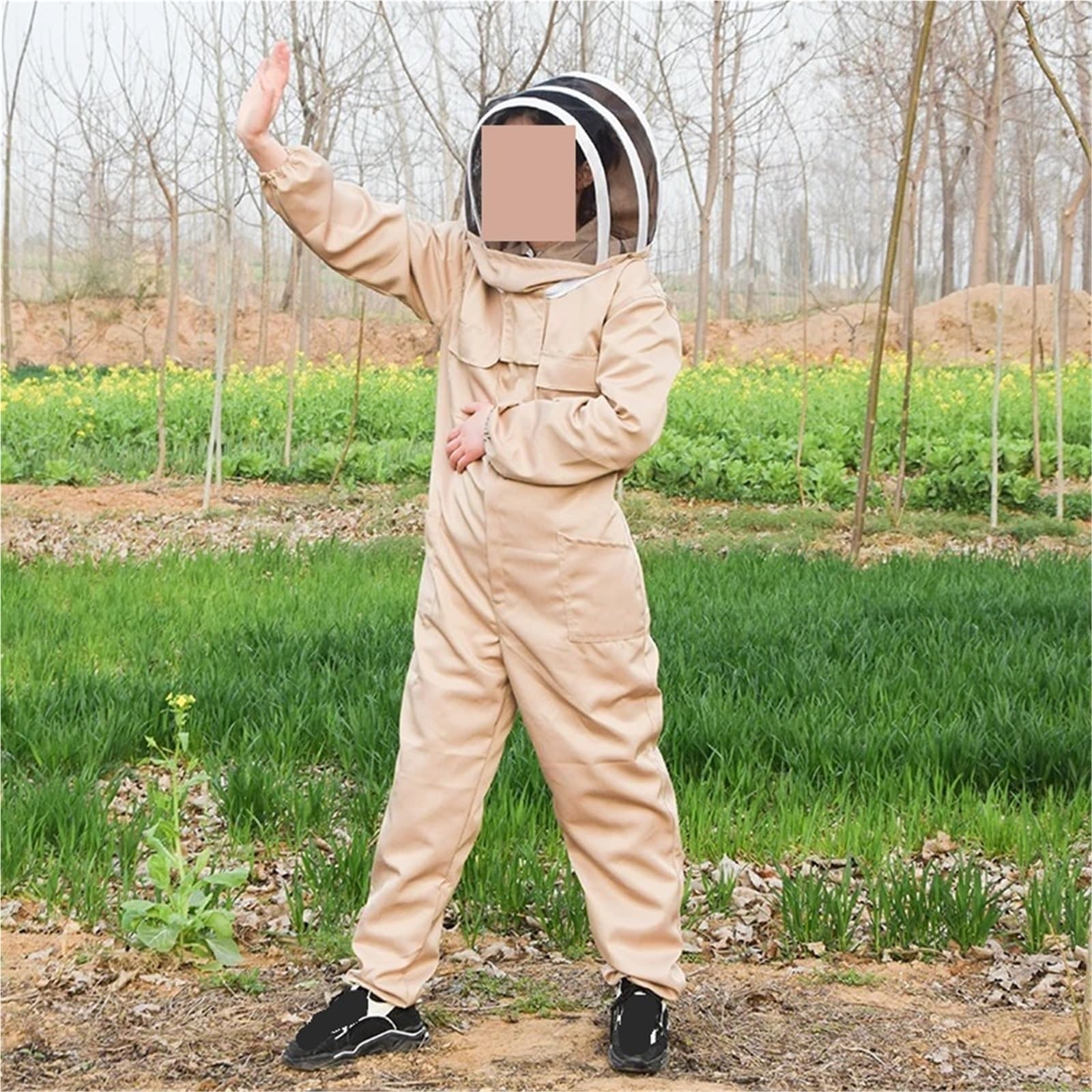Sprzęt pszczelarski, Kombinezony Pszczelarskie Oddychające, Ochronne Pogrubione, Odzież Ochronna, Sprzęt Pszczelarski , dla Pszczelarza(Apricot color,L)