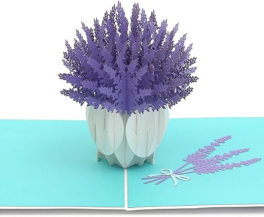Liif Lavender Blooms Pop Up Card, 3D Flower Greeting Card, Pop Up Card for All Occasions, Birthday, Mother’s Day, Anniversary, Wedding,…